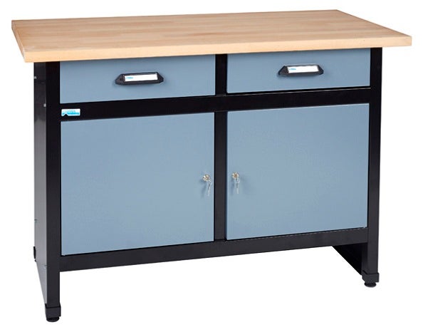 Etabli de mécanicien KUPPER, 120 cm, gris, 2 portes et 2 tiroirs - 2