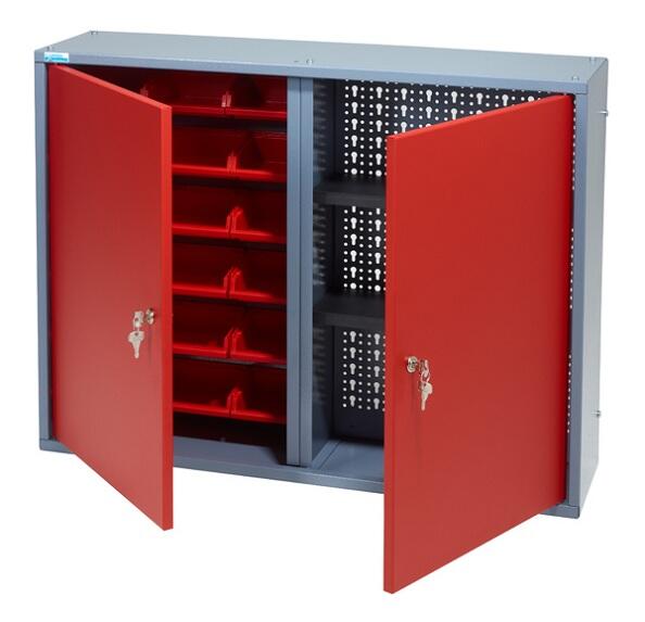 Armoire de rangement avec 18 boîtes à becs en métal rouge KUPPER 60 cm 2 portes - 4