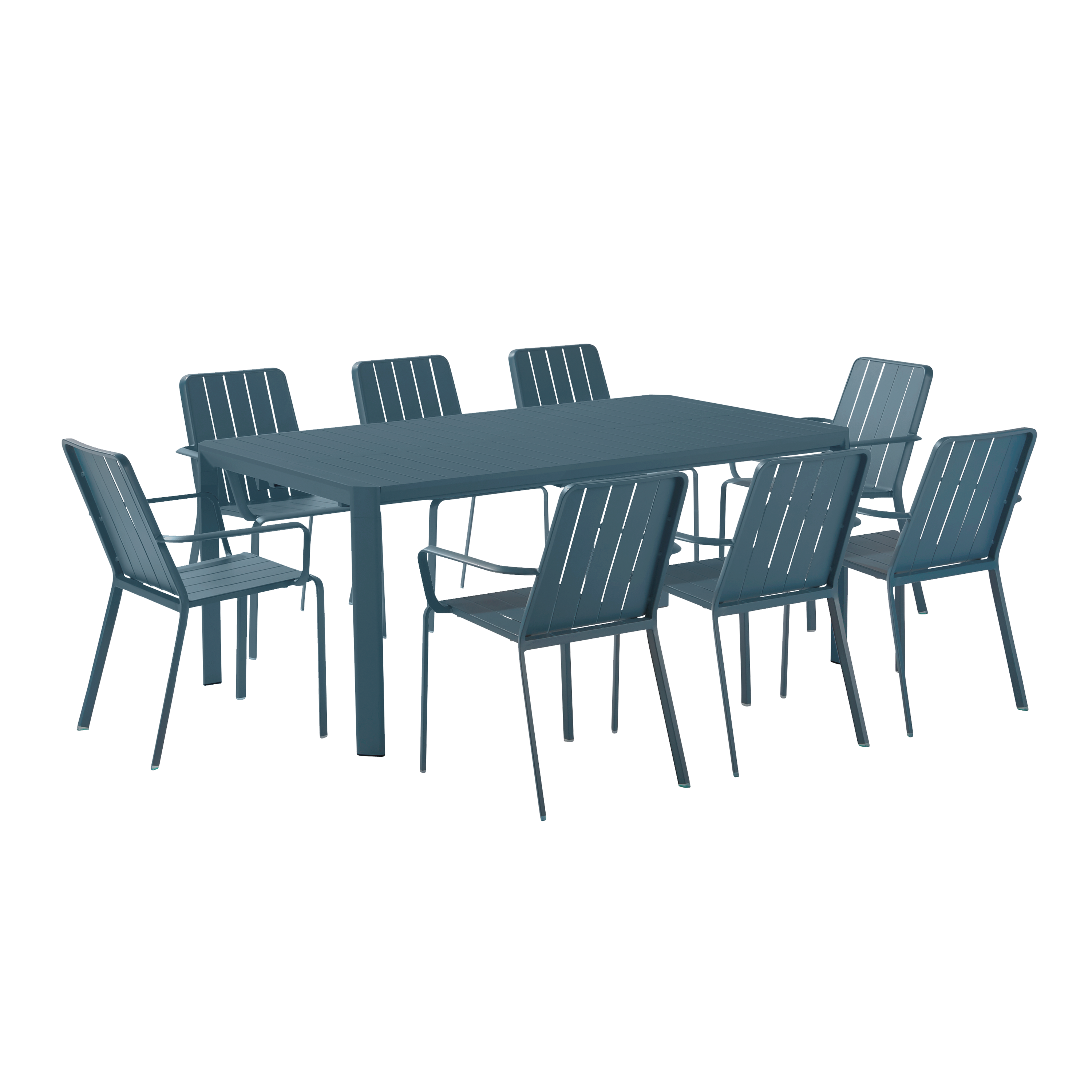 Sedia da giardino con braccioli Idaho NATERIAL, struttura e seduta in alluminio blu - 7