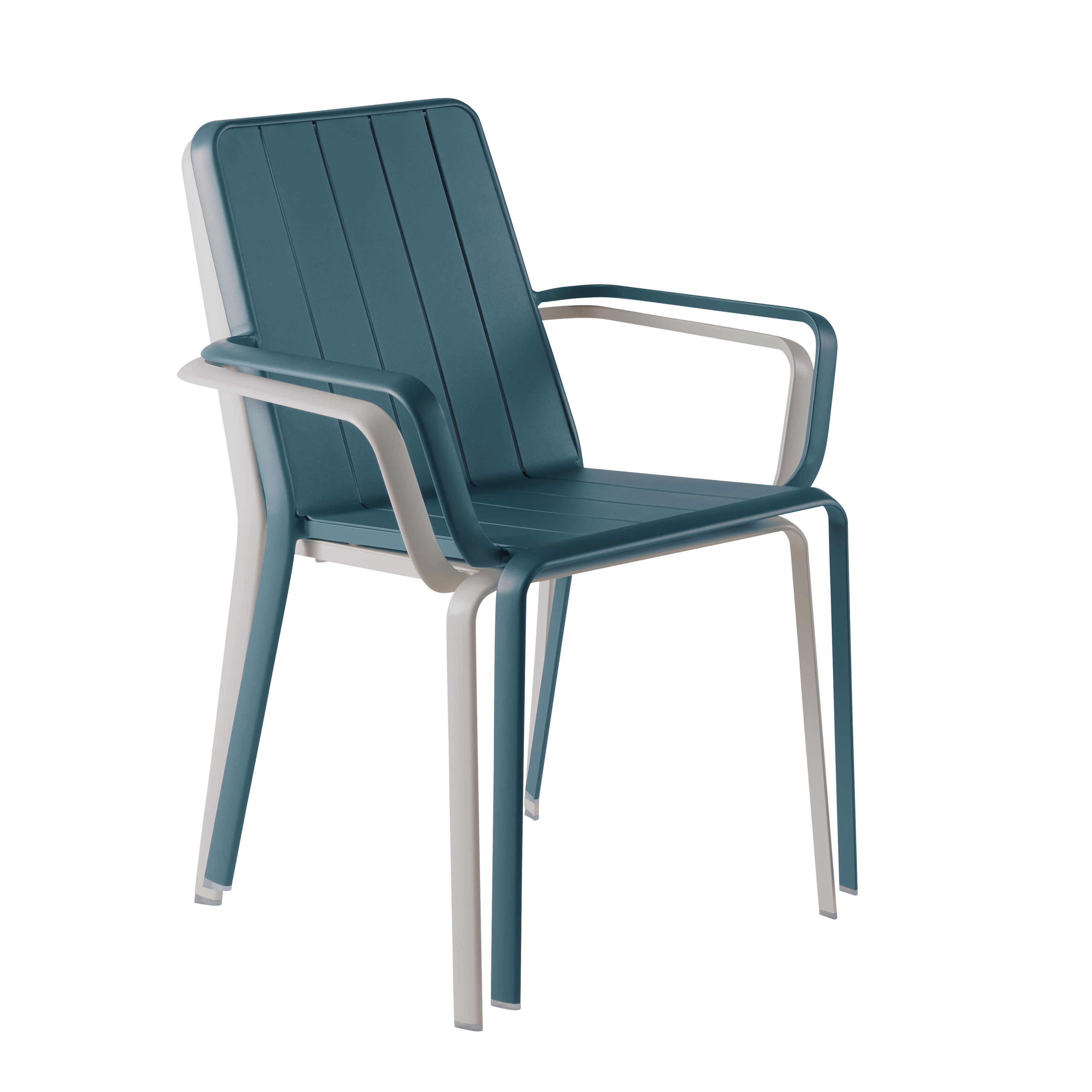 Sedia da giardino con braccioli Idaho NATERIAL, struttura e seduta in alluminio blu - 8