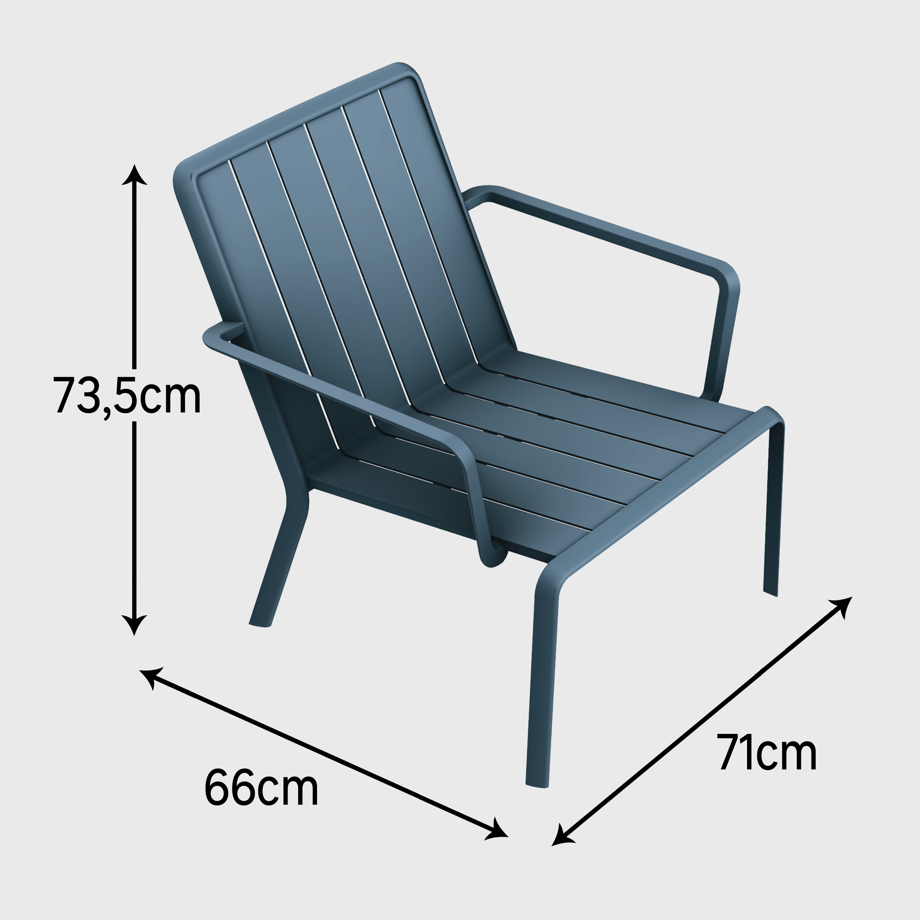 Sedia da giardino con braccioli Idaho NATERIAL, struttura e seduta in alluminio blu - 15
