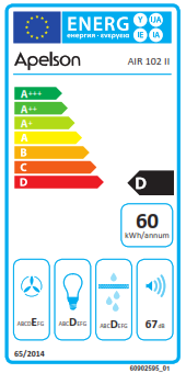 CAMPANA COCINA BAJO MUEBLE 60 CM COLOR BLANCO APELSON AIR 102 II - 4