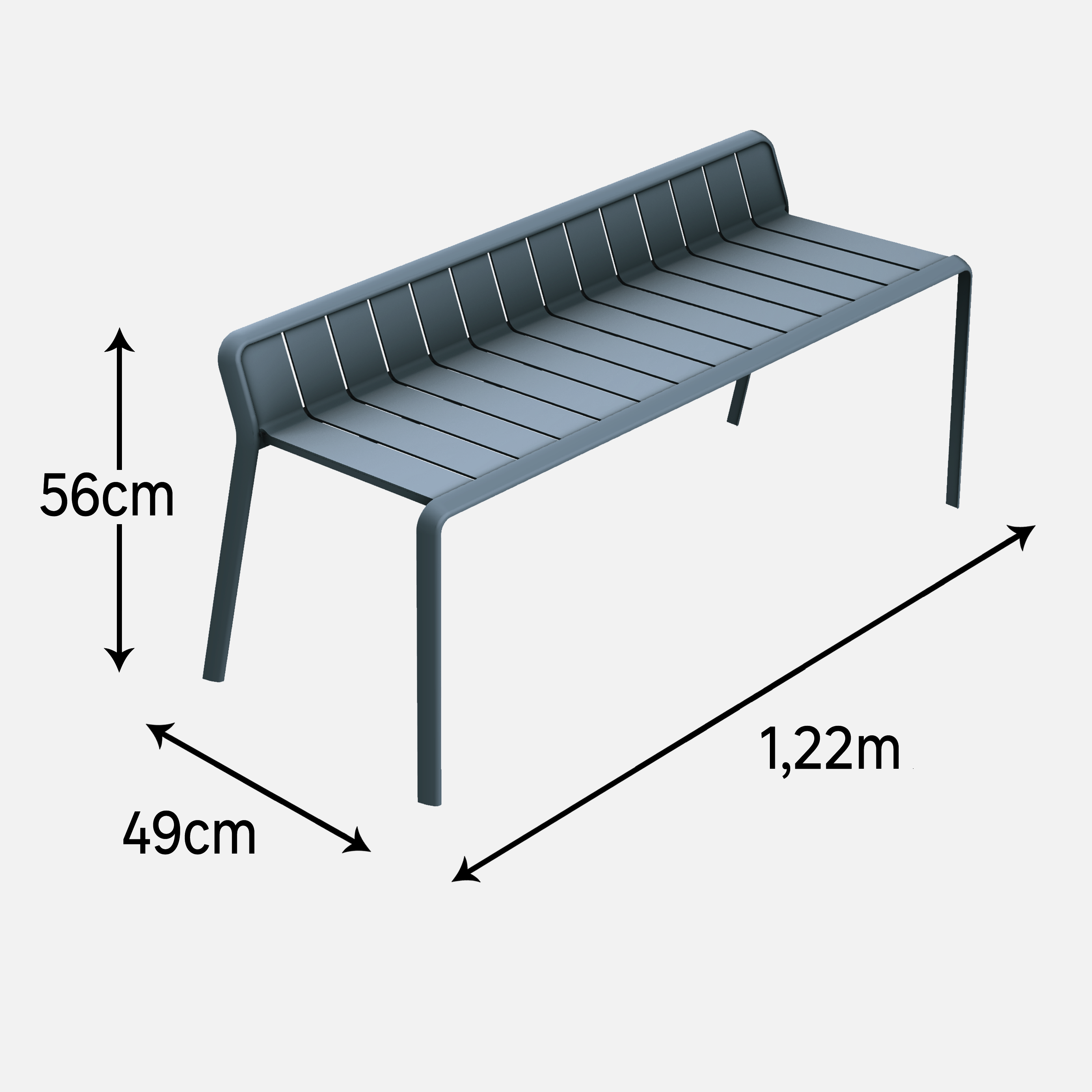 Panca da giardino in alluminio blu Idaho NATERIAL, 2 posti - 15