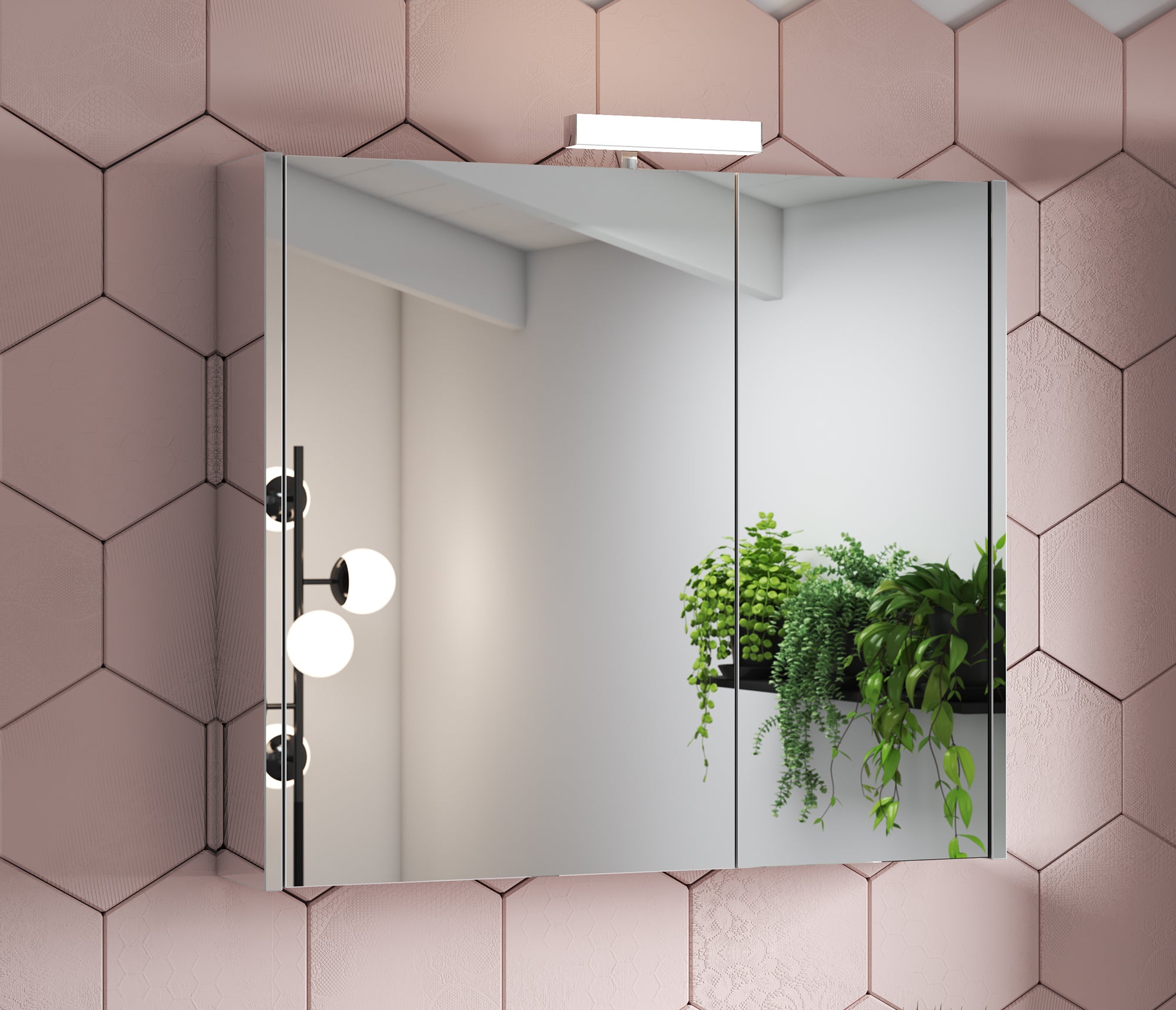 Specchio Contenitore Con Illuminazione Akira luce fredda L 80 x H 70 x P 15.5 cm - 2