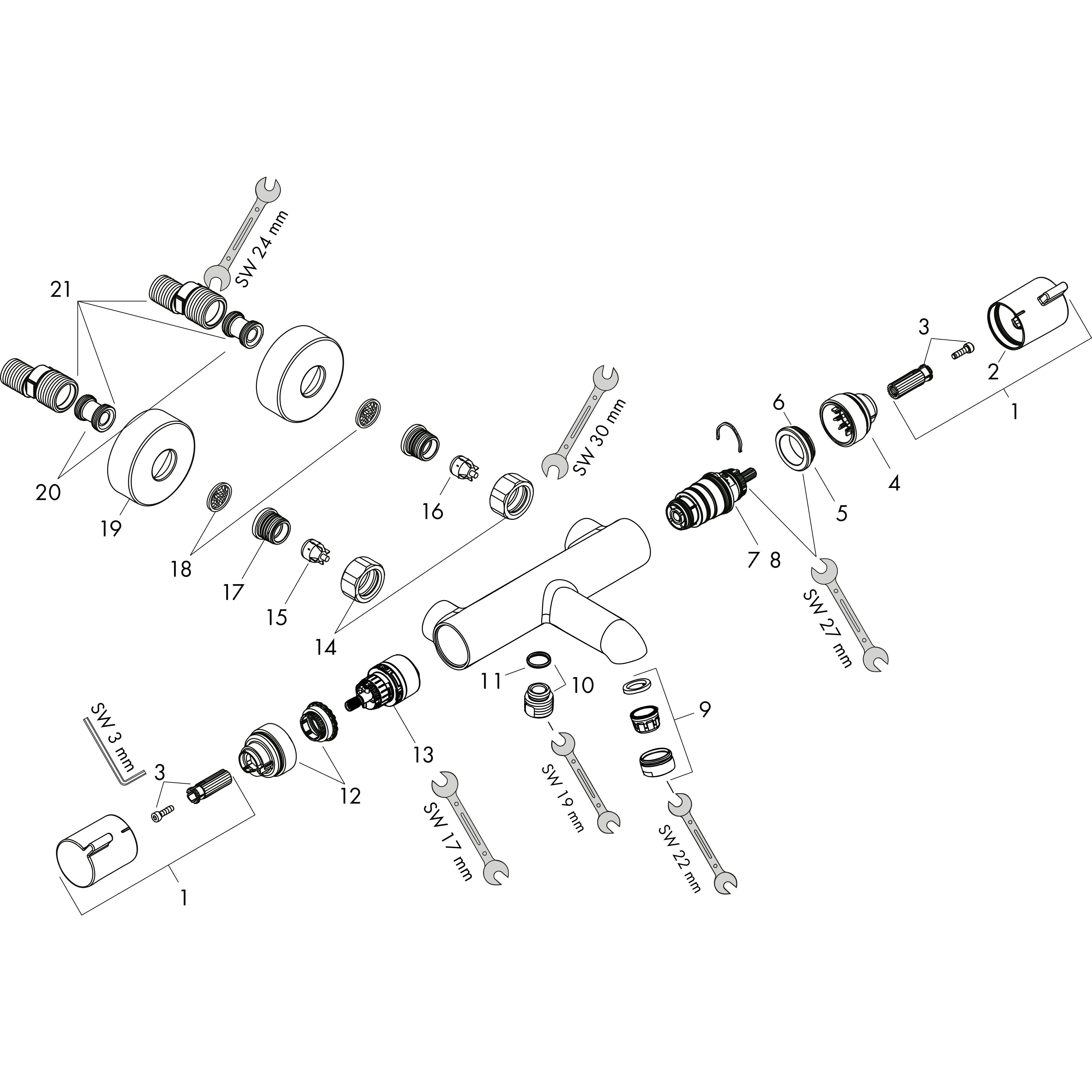 Mitigeur thermostatique de baignoire, HANSGROHE Ecostat comfort bronze brossé - 3