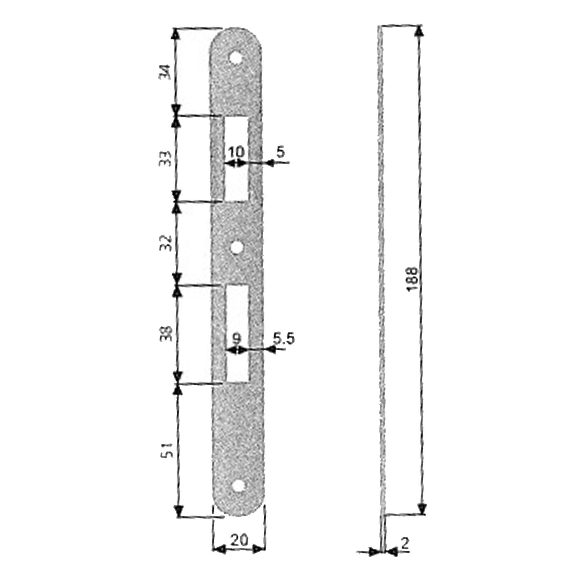Incontro in acciaio  ottone lucido H 188 x Sp 2 x L 20 mm - 2