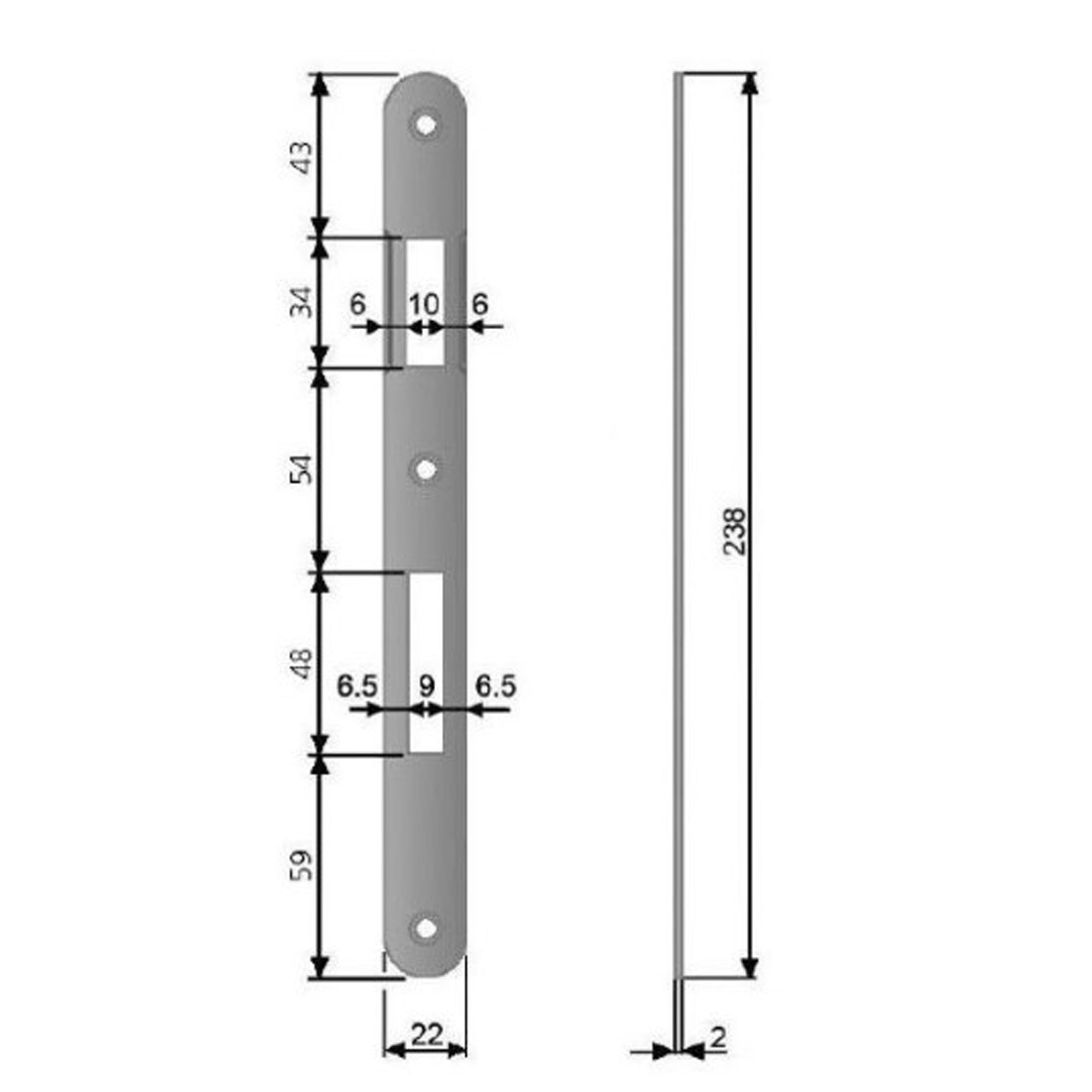 Incontro in acciaio  ottone lucido H 238 x Sp 2 x L 22 mm - 2