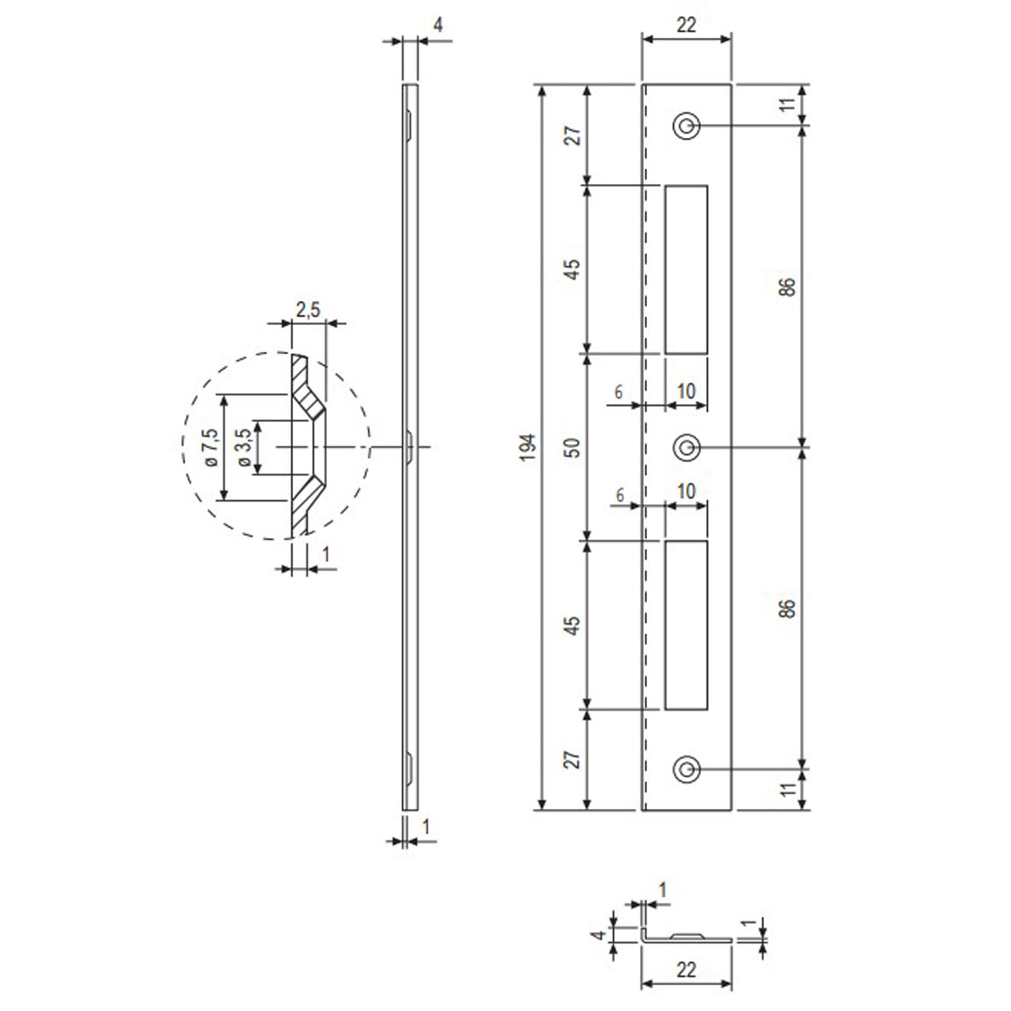 Incontro in ferro  bronzo opaco H 194 x Sp 2 x L 22 mm - 2