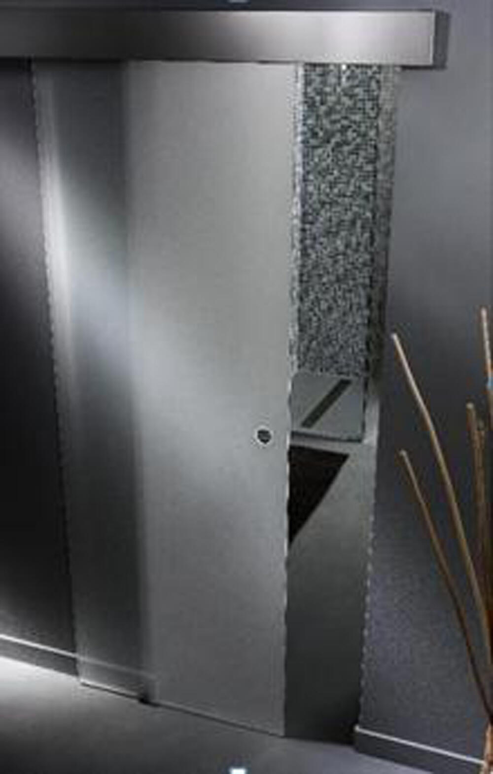 Puerta de interior corredera con cristal templado incluido Artens Orlando mate acabado Acido anchura 73cm - 3