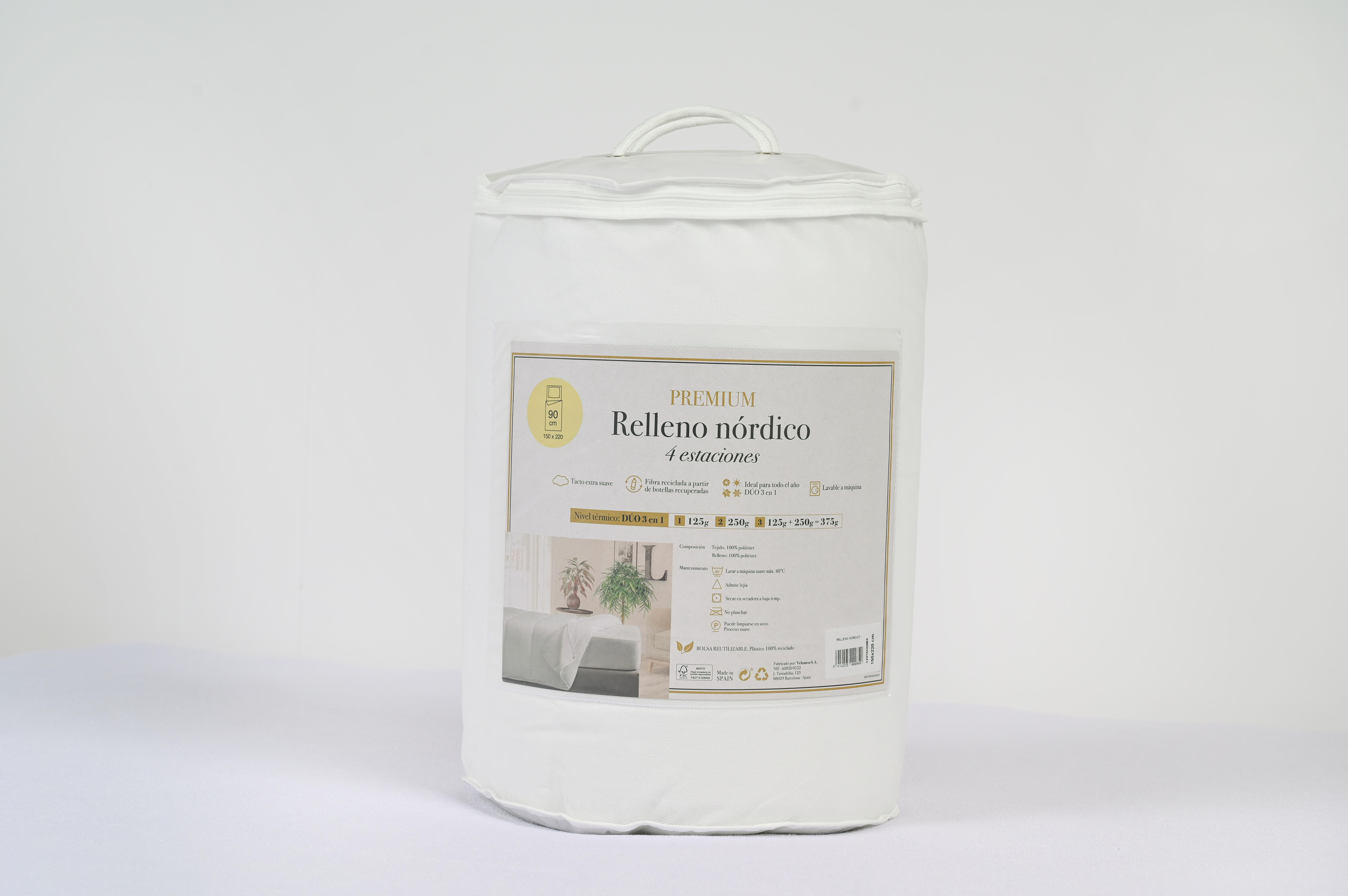 Relleno nórdico Microfibra DUO blanco fibra hueca 375 gramos para cama de 90 cm 150x220 cm - 8