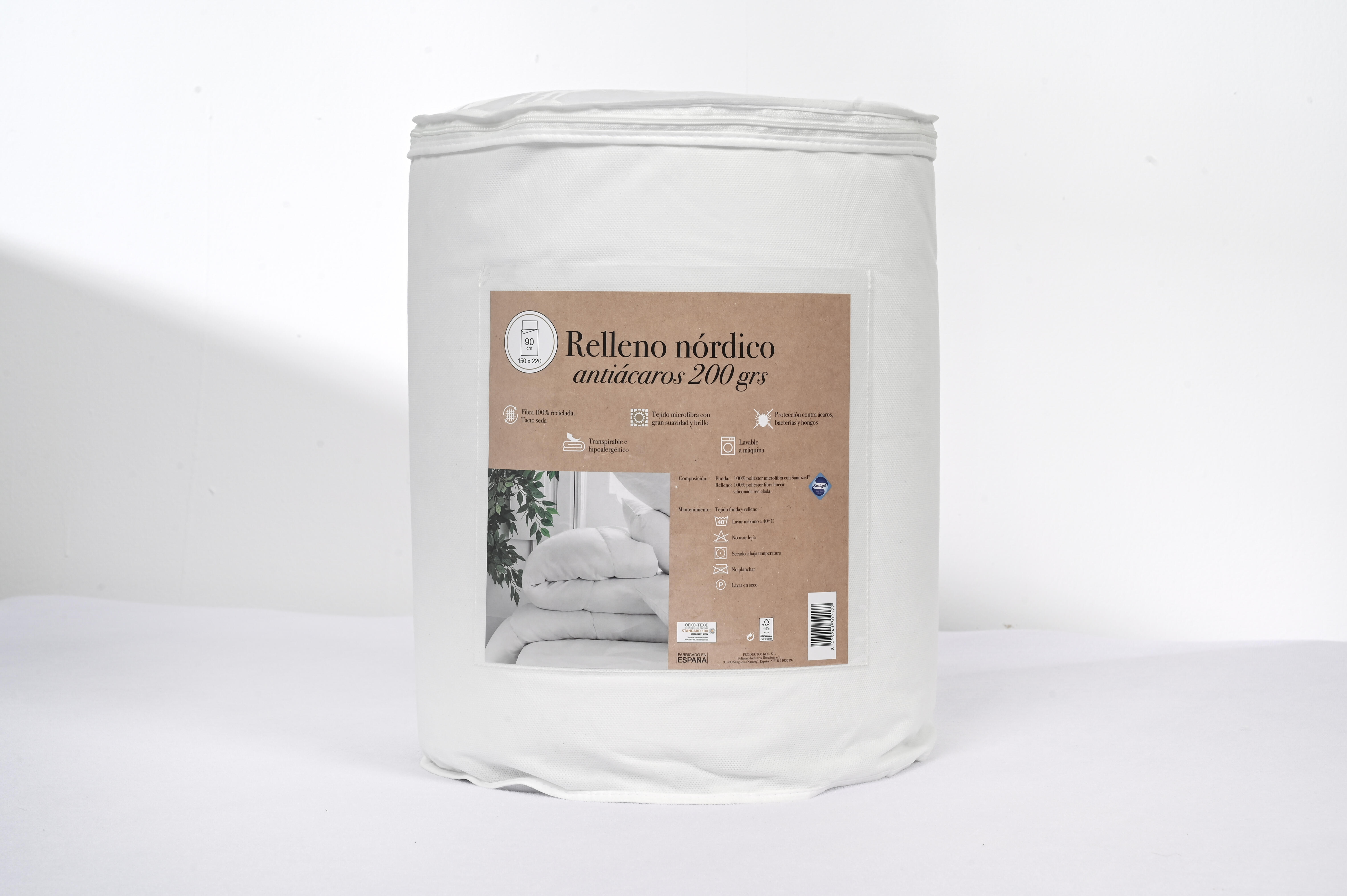 Relleno nórdico Nord Antiacaros Blanco fibra hueca de poliéster 200 gramos hipoalergénico para cama de 150 cm 240x220 cm - 9