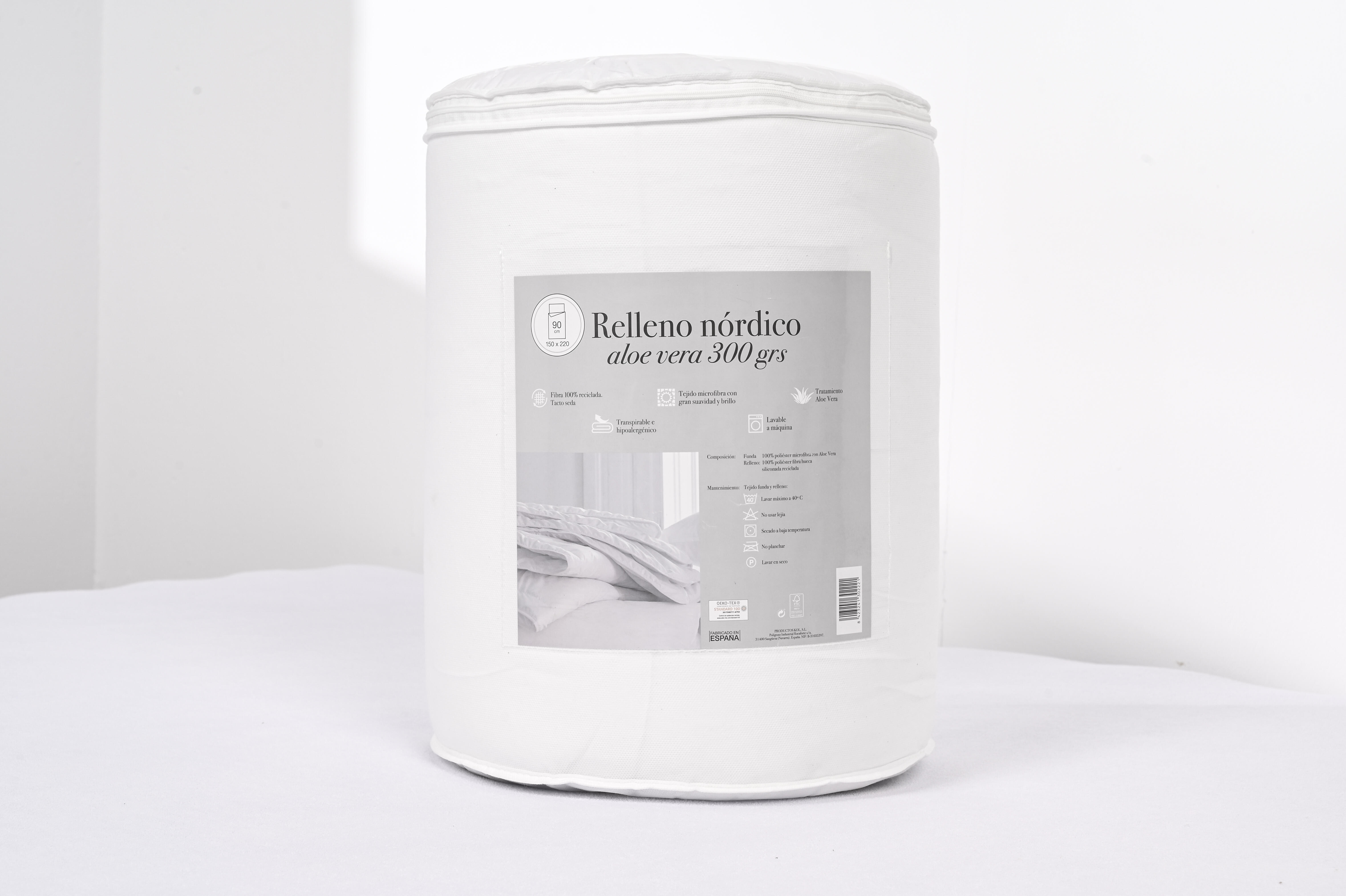 Relleno nórdico Aloe Vera blanco fibra hueca 300 gramos hipoalergénico para cama de 90 cm 150x220 cm - 9