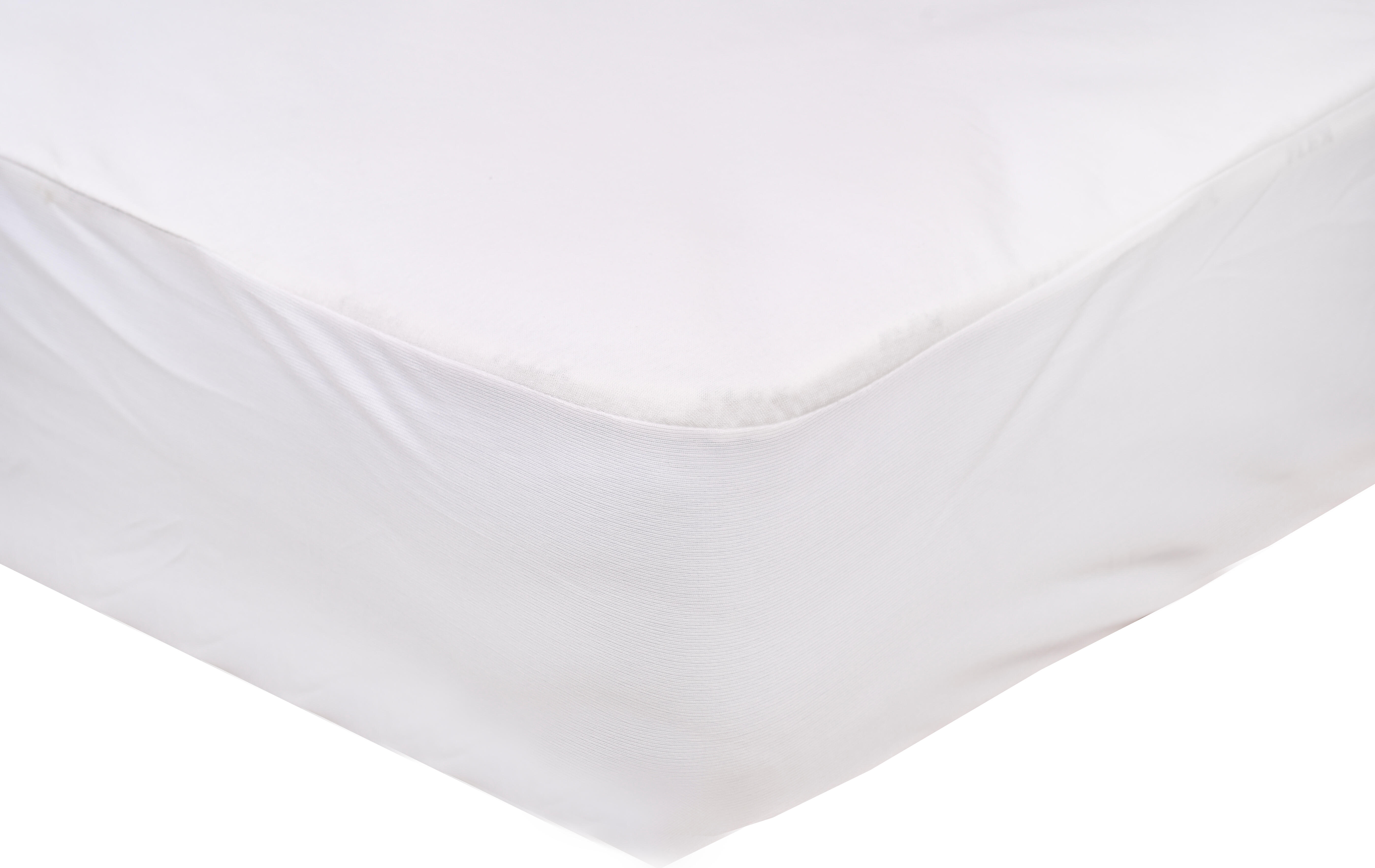 Protector de colchón liso tela algodón blanco para cama de 150 cm