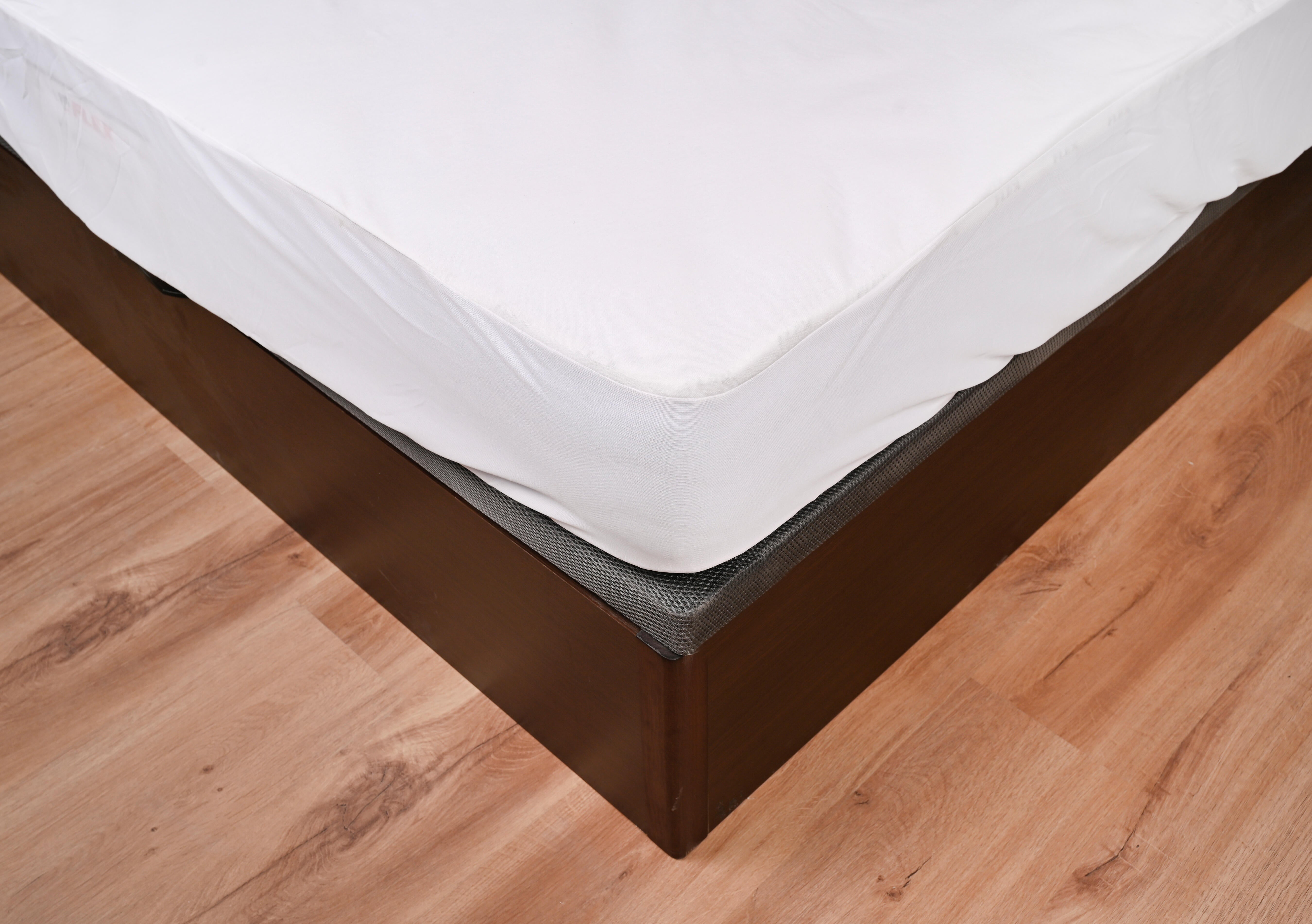 Protector de colchón Liso tela algodón blanco para cama de 150 cm - 5