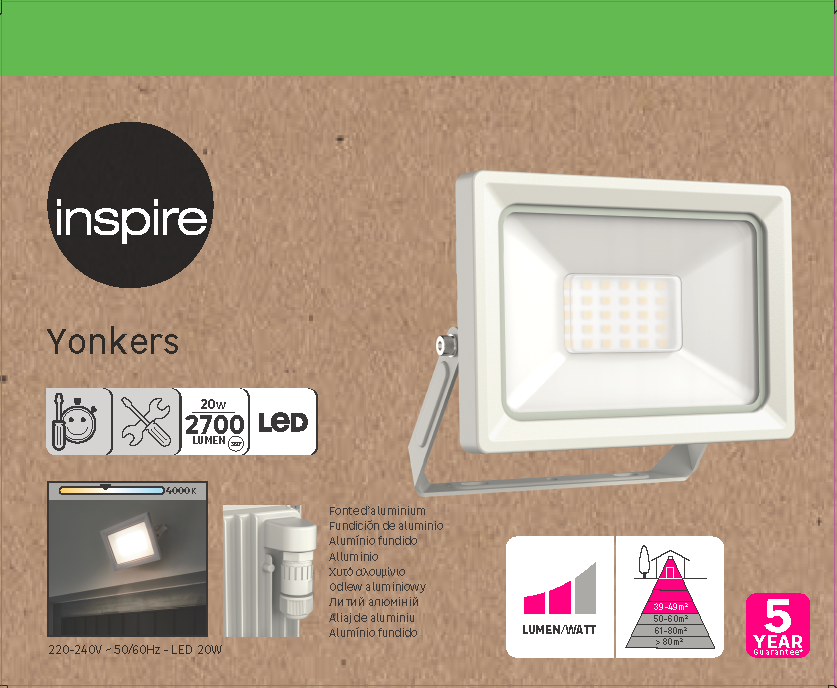 Projecteur extérieur LED, 2700 Lm blanc Yonkers INSPIRE - 4