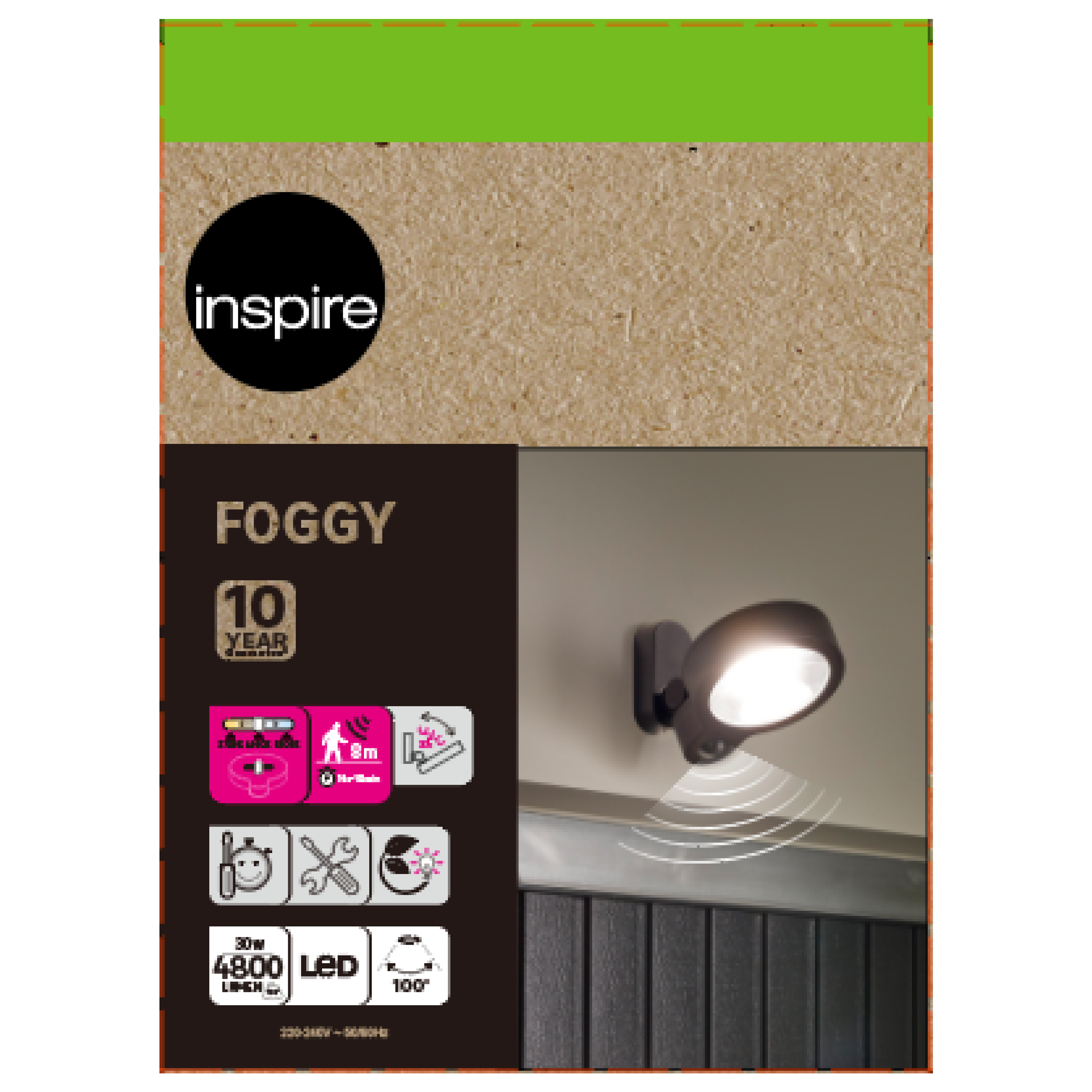 Projecteur extérieur LED à détection, 4800 lumens noir Foggy INSPIRE - 9