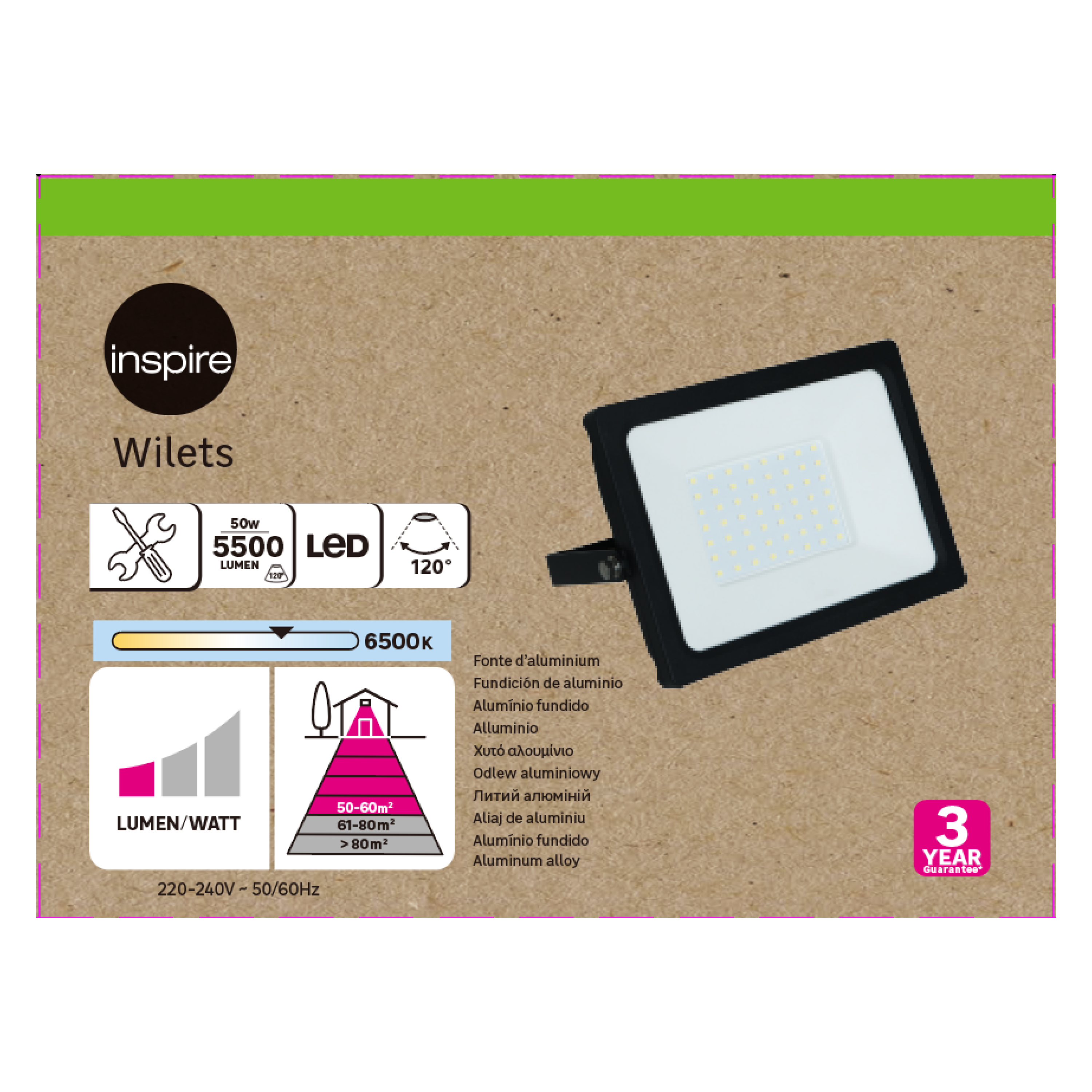 Projecteur extérieur LED, 5500 Lm noir Wilets INSPIRE - 6