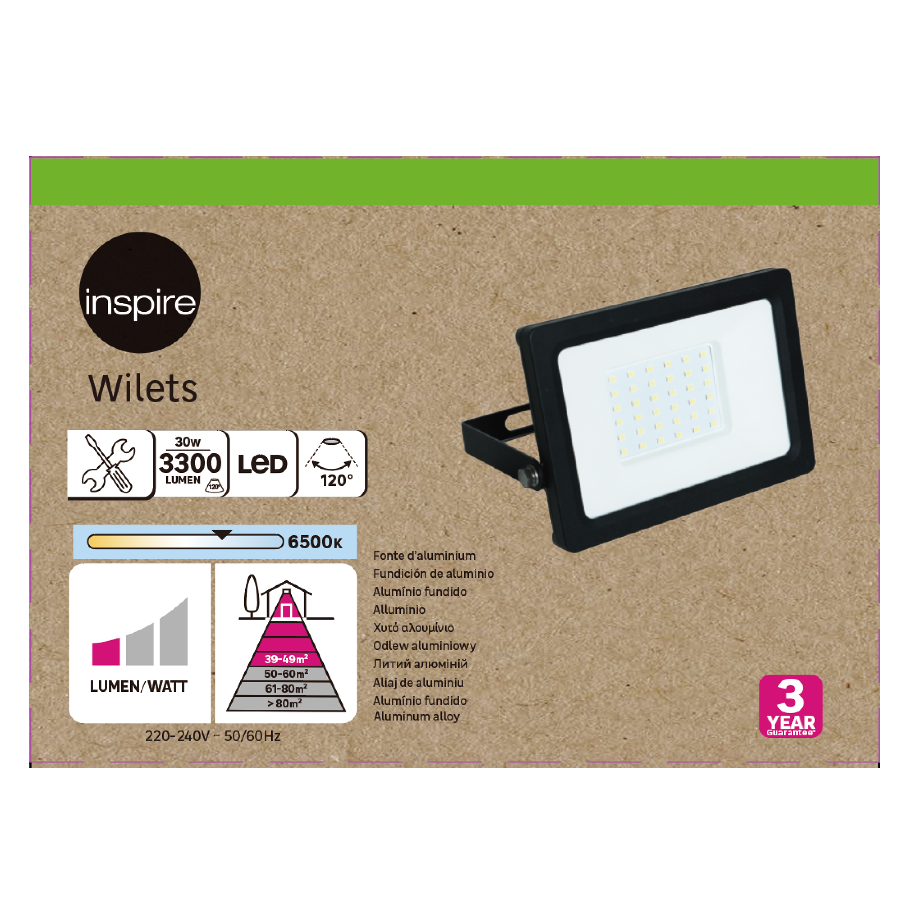 Projecteur extérieur LED, 3300 Lm noir Wilets INSPIRE - 3