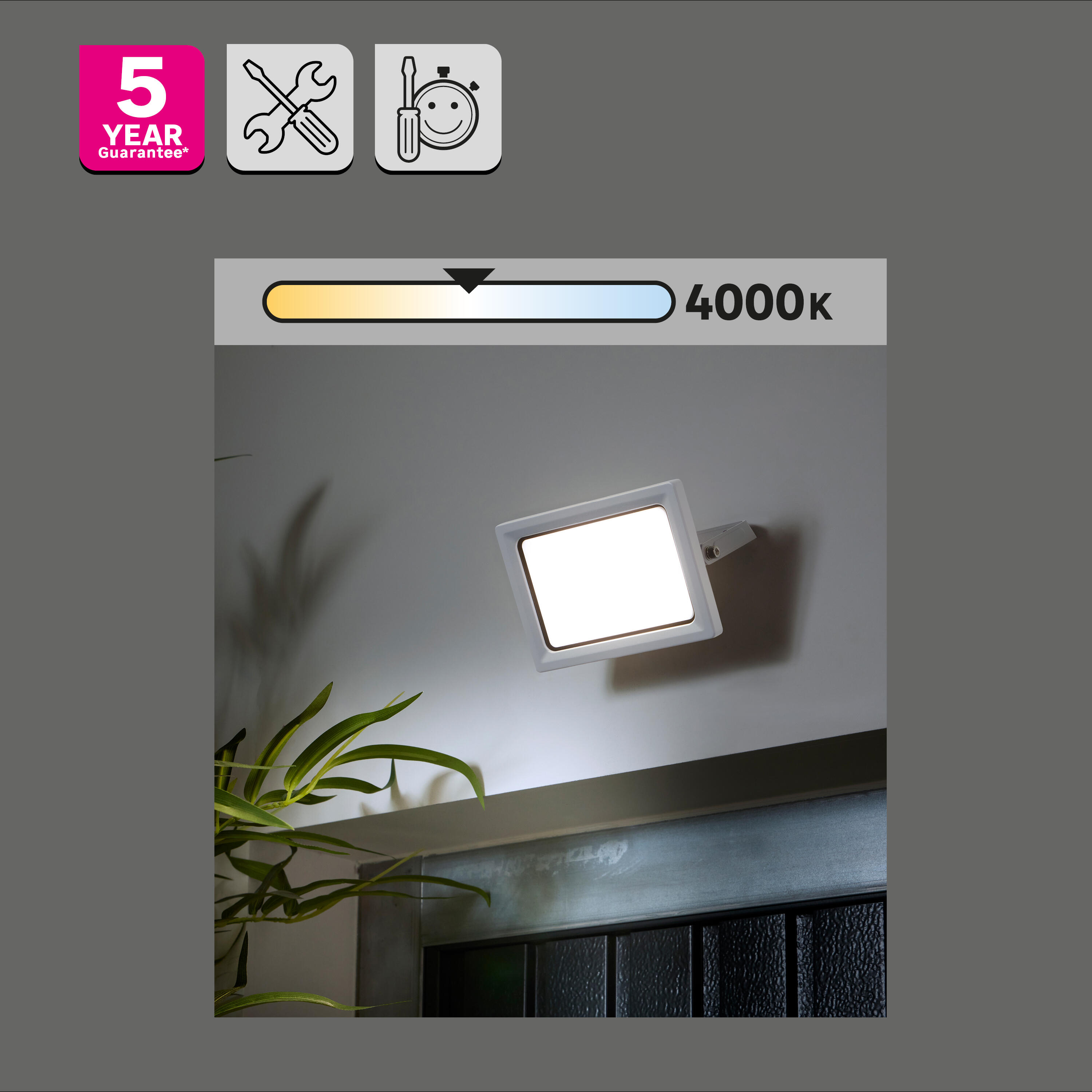Proyector LED exterior orientable INSPIRE Yonkers rectangular luz neutra 4000K 30W 4050 lm IP65 resistente a la lluvia y al polvo - 2