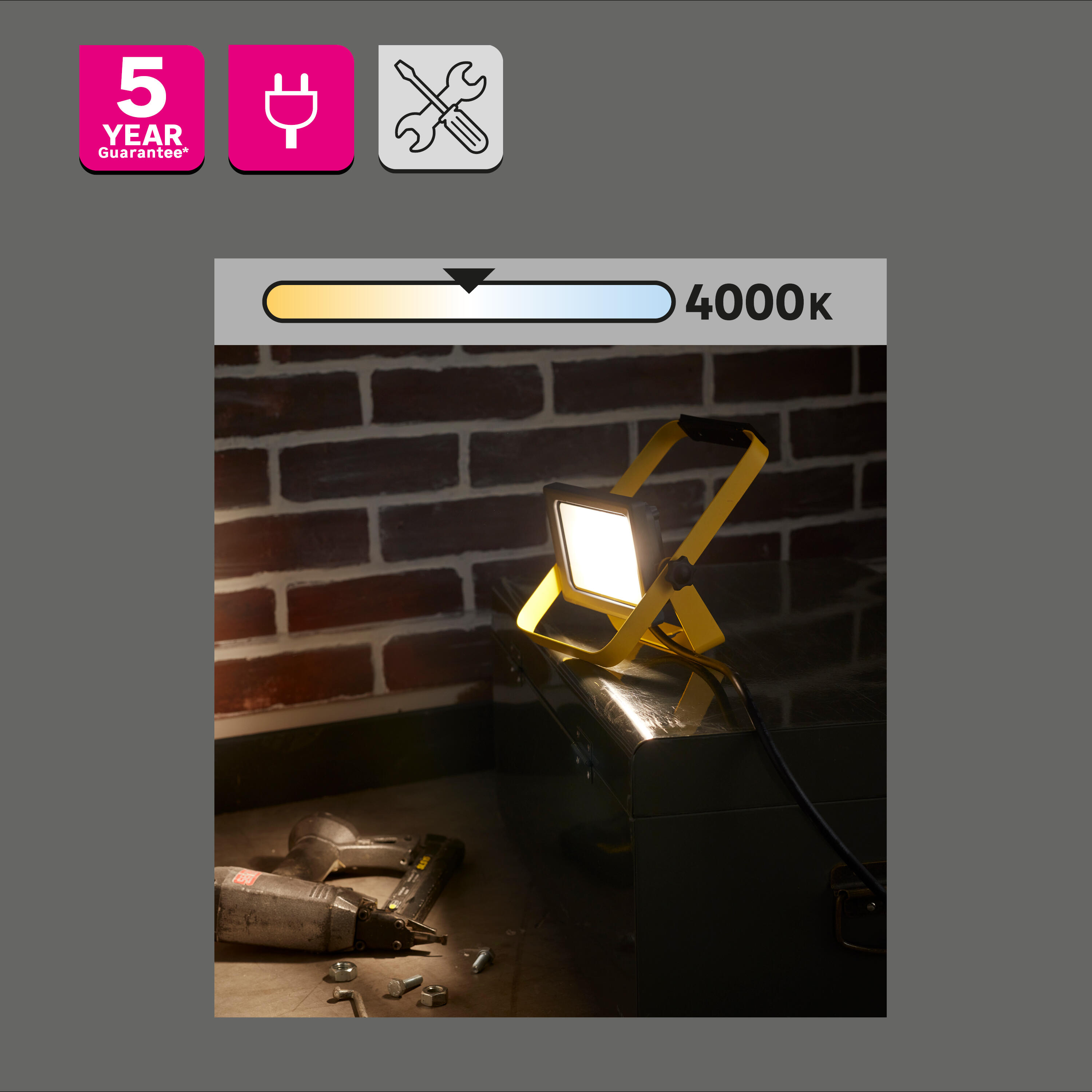 Proyector LED exterior INSPIRE Yonkers rectangular luz neutra 4000K 20W 2700 lm IP65 resistente a la lluvia y al polvo - 6