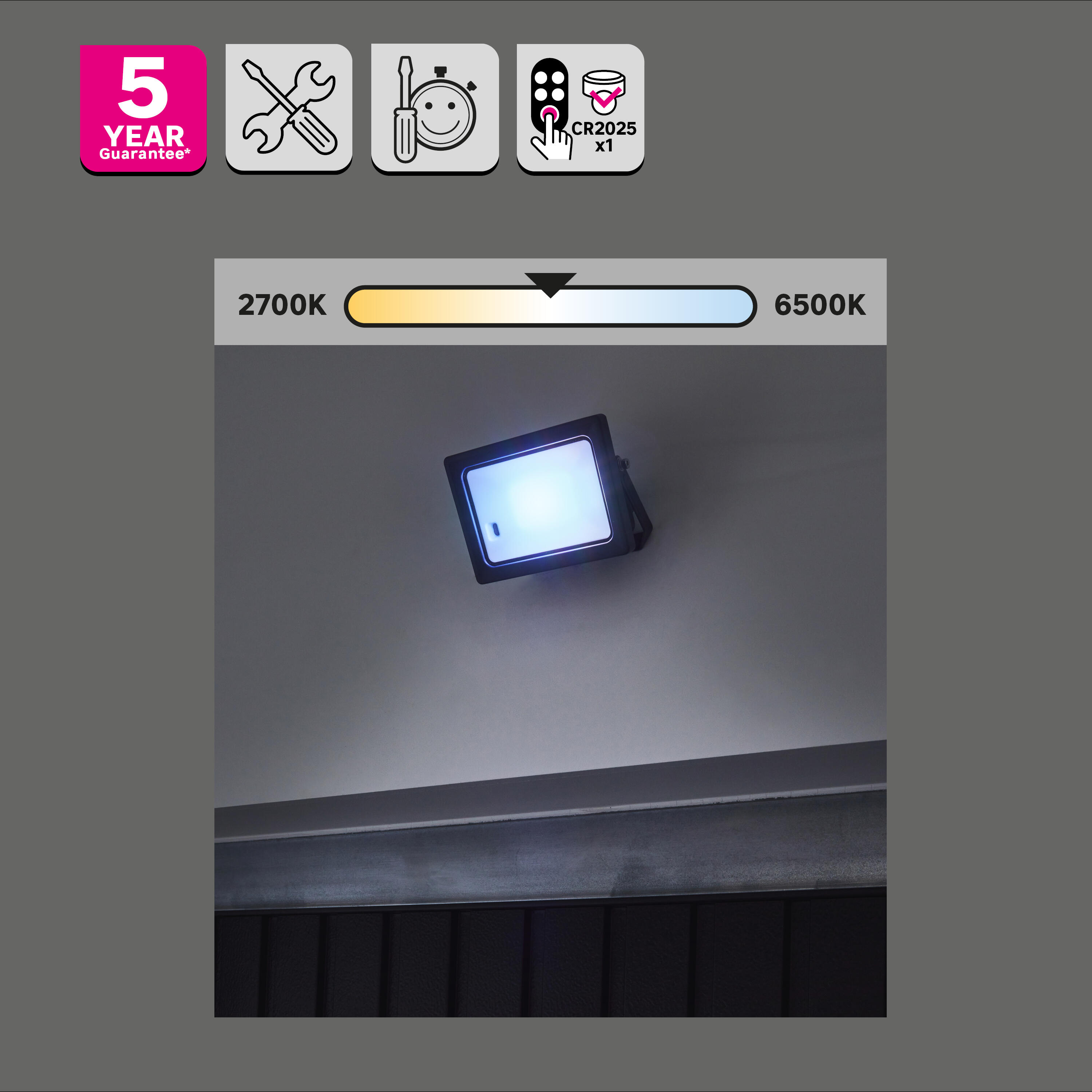 Proyector LED exterior INSPIRE Yonkers rectangular RGB 20W IP65 resistente a la lluvia y al polvo - 3