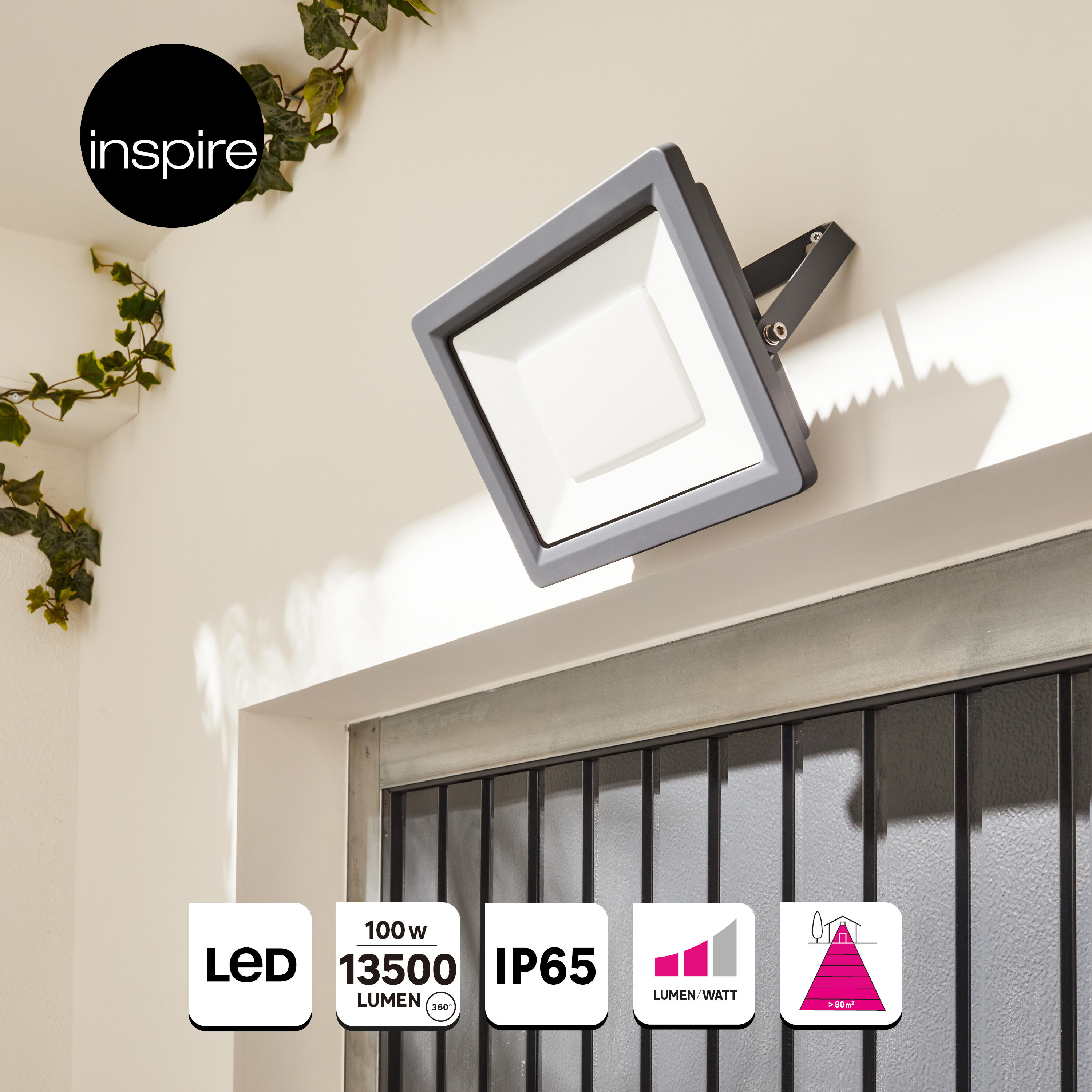 Projecteur extérieur LED, 13500 Lm anthracite Yonkers INSPIRE - 2