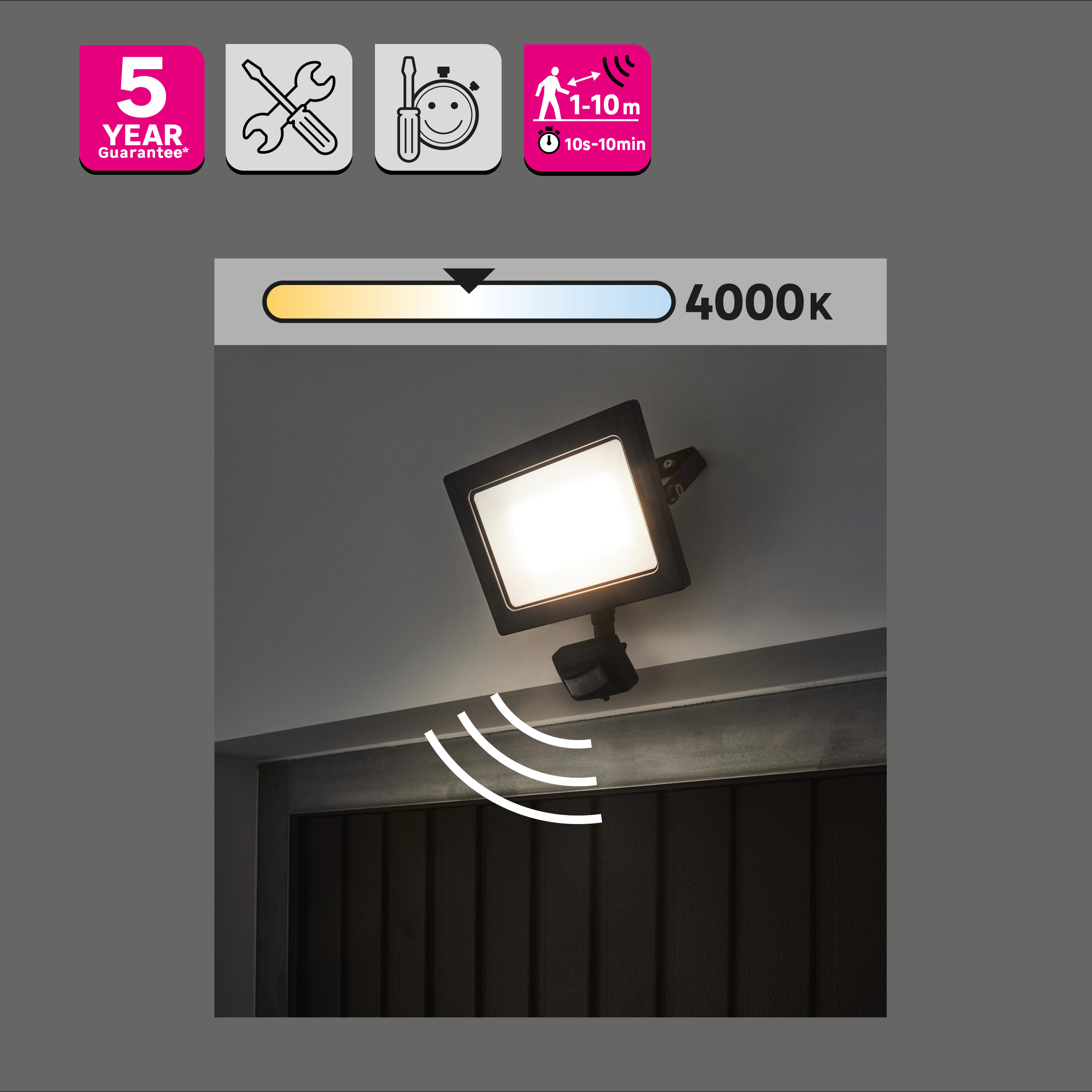 Projecteur extérieur LED à détection, 6750 Lm anthracite Yonkers INSPIRE - 3