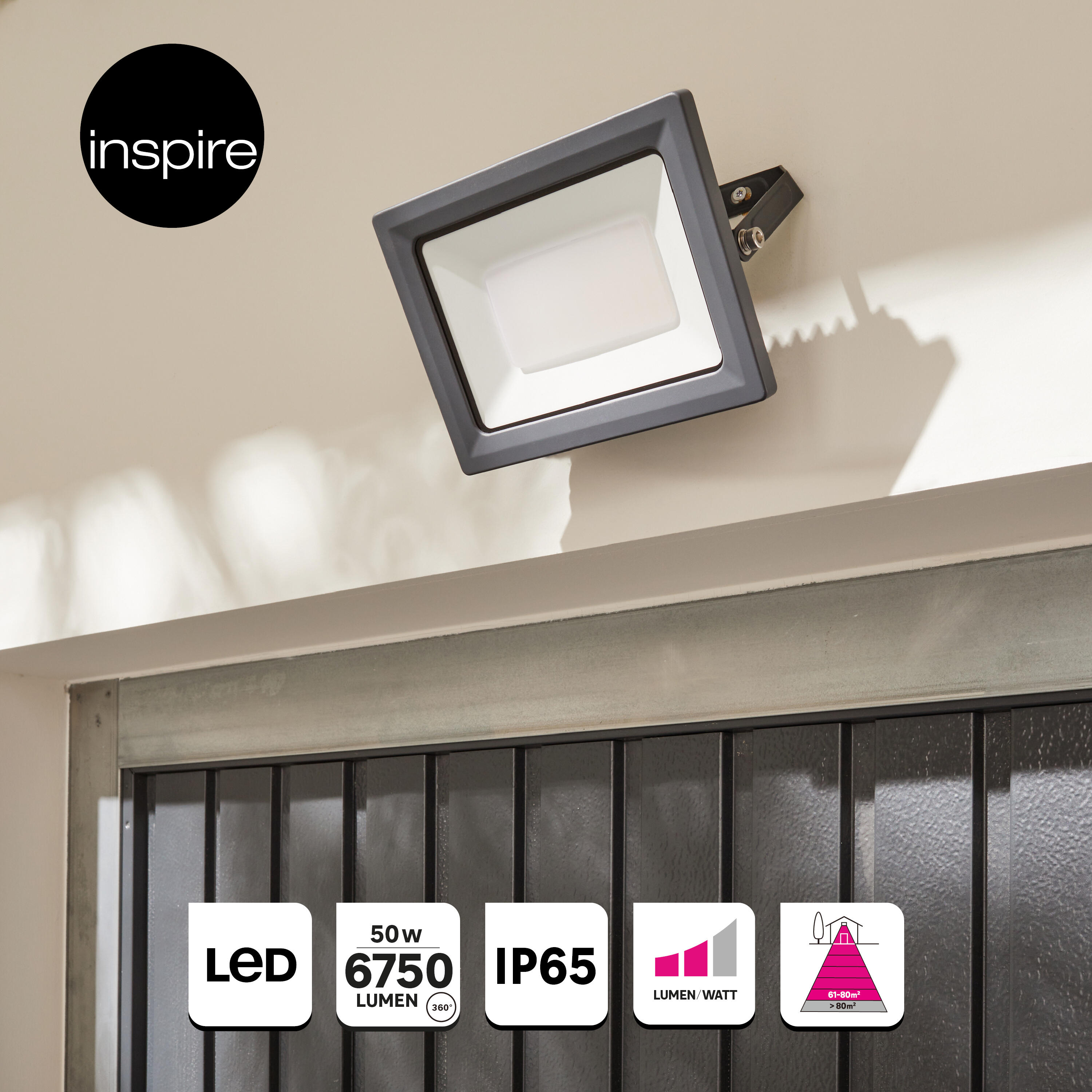 Projetor de exterior Yonkers 6750Lm cinza Inspire - 10