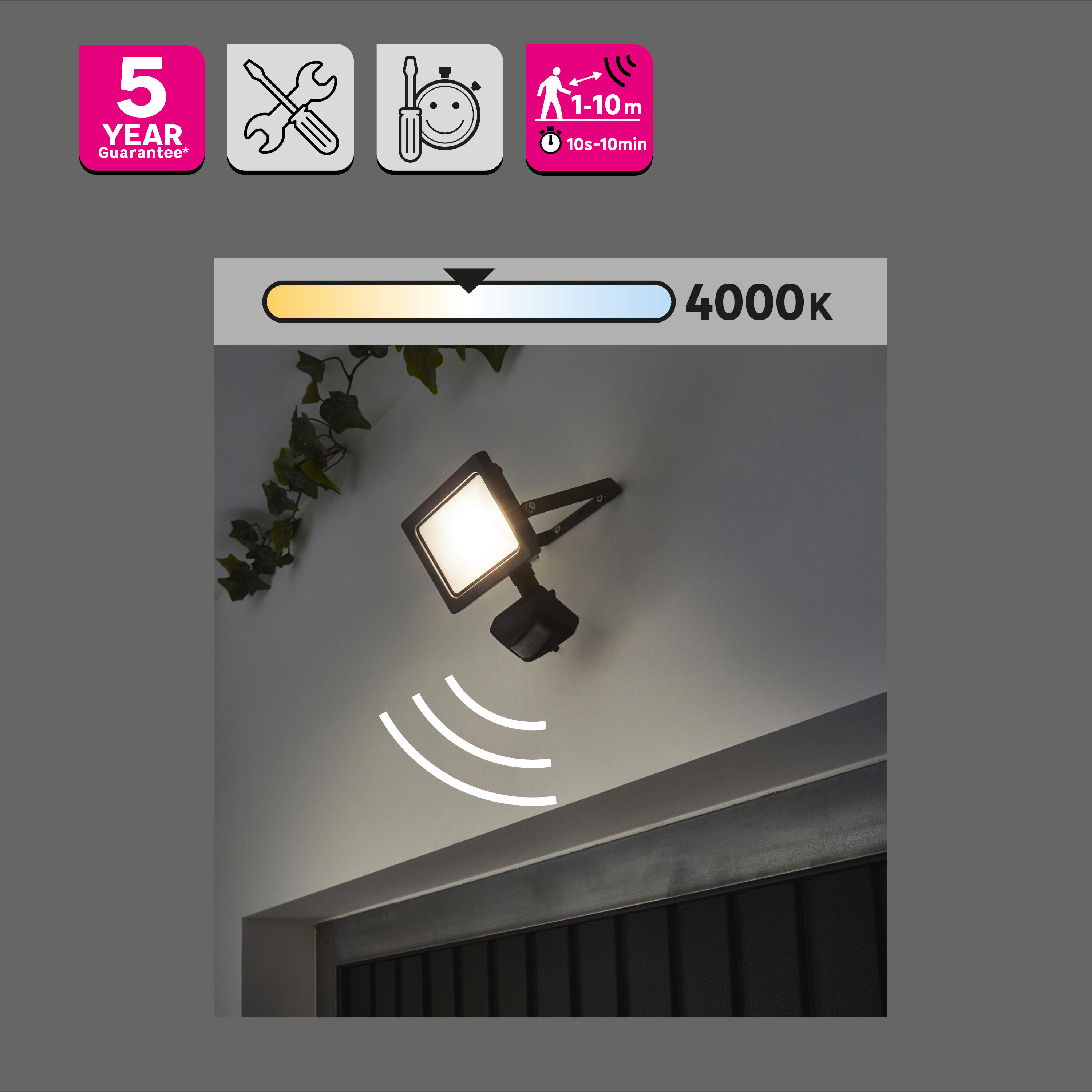 Naświetlacz Yonkers  z czujnikiem 4050 lm IP44 szary Inspire - 11