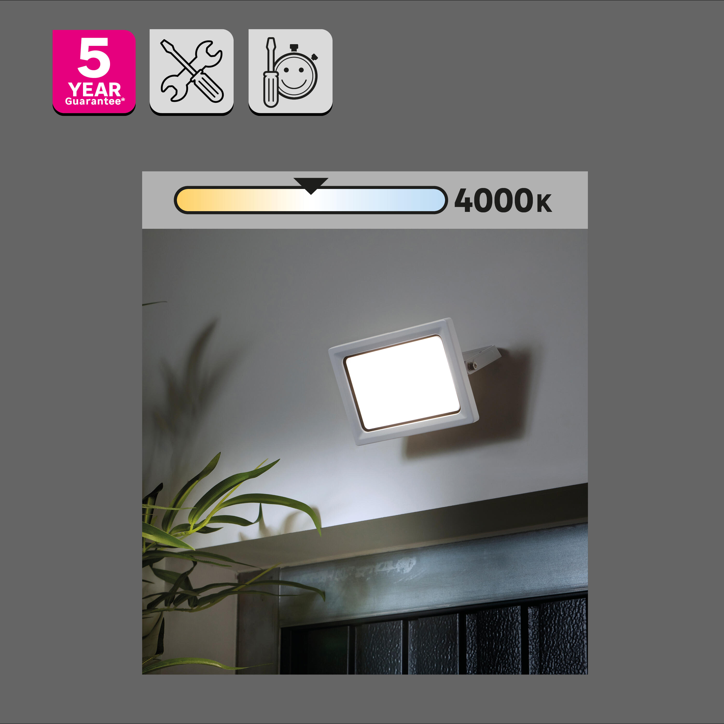 Projetor exterior led Yonkers 4000K 2800lm IP65 cinza Inspire - 8