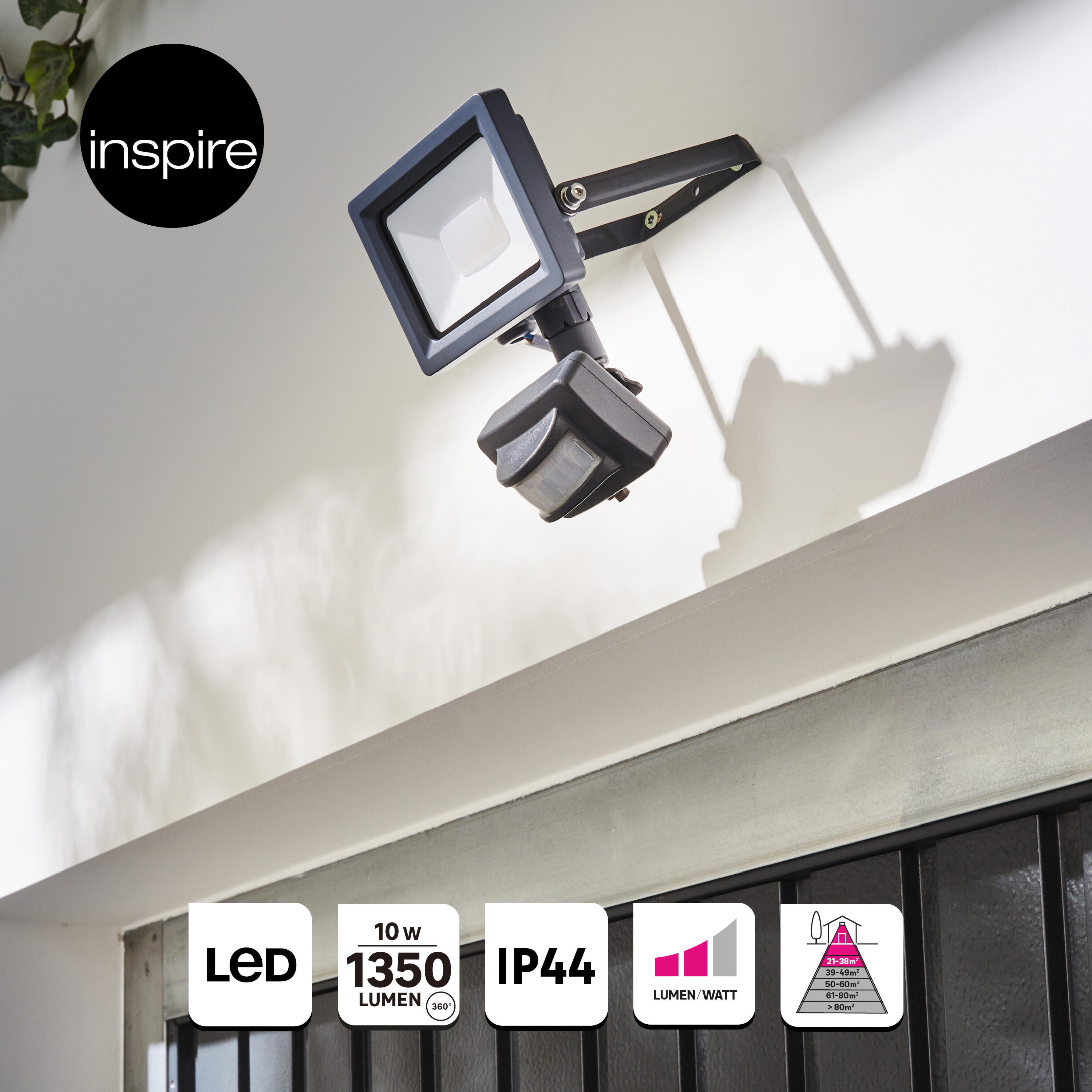 Projecteur extérieur LED à détection, 1350 Lm anthracite Yonkers INSPIRE - 2