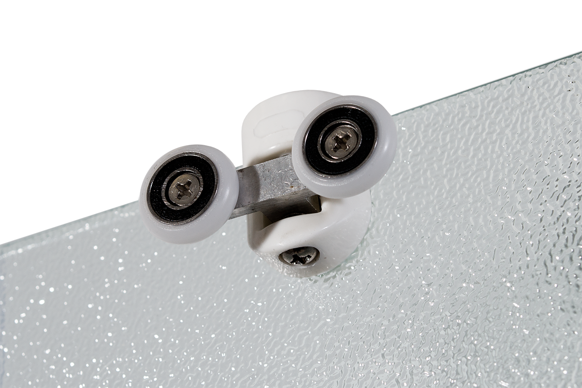 Box doccia angolare con porta scorrevole, vetro smerigliato 4 mm, L 70-80 cm x L 80 cm, H 185 cm, bianco Plumin 2.0 - 4