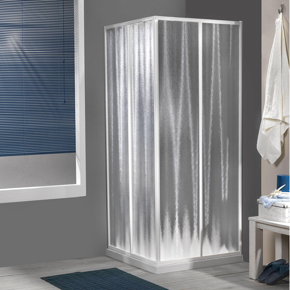 Box doccia angolare con porta scorrevole, acrilico piumato 1.5 mm, L 75-90 cm X L 80 cm, H 180 cm, bianco Aqva - 2