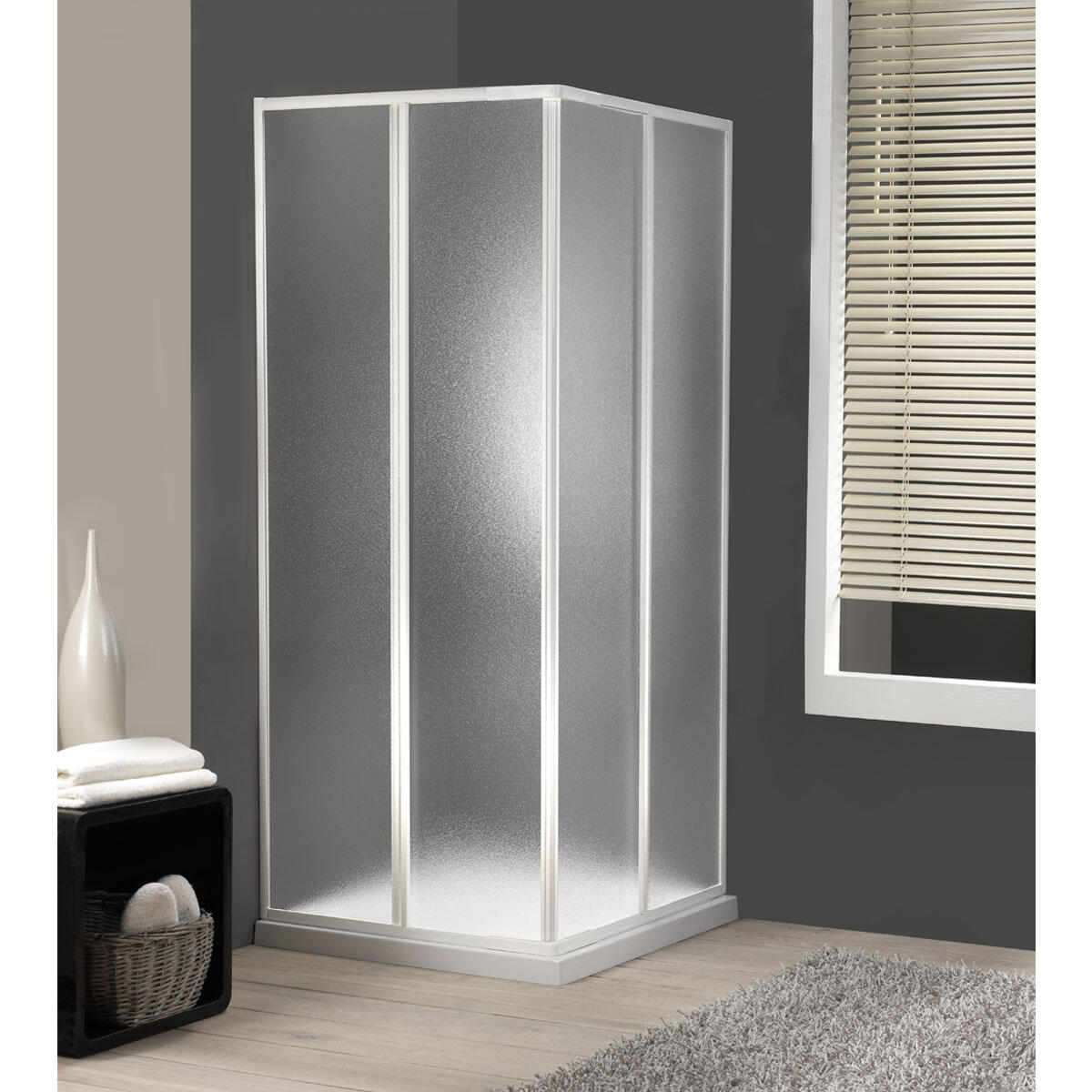 Box doccia angolare con porta scorrevole, acrilico piumato 1.5 mm, L 65-80 cm x L 80 cm, H 180 cm, bianco Aqva - 2