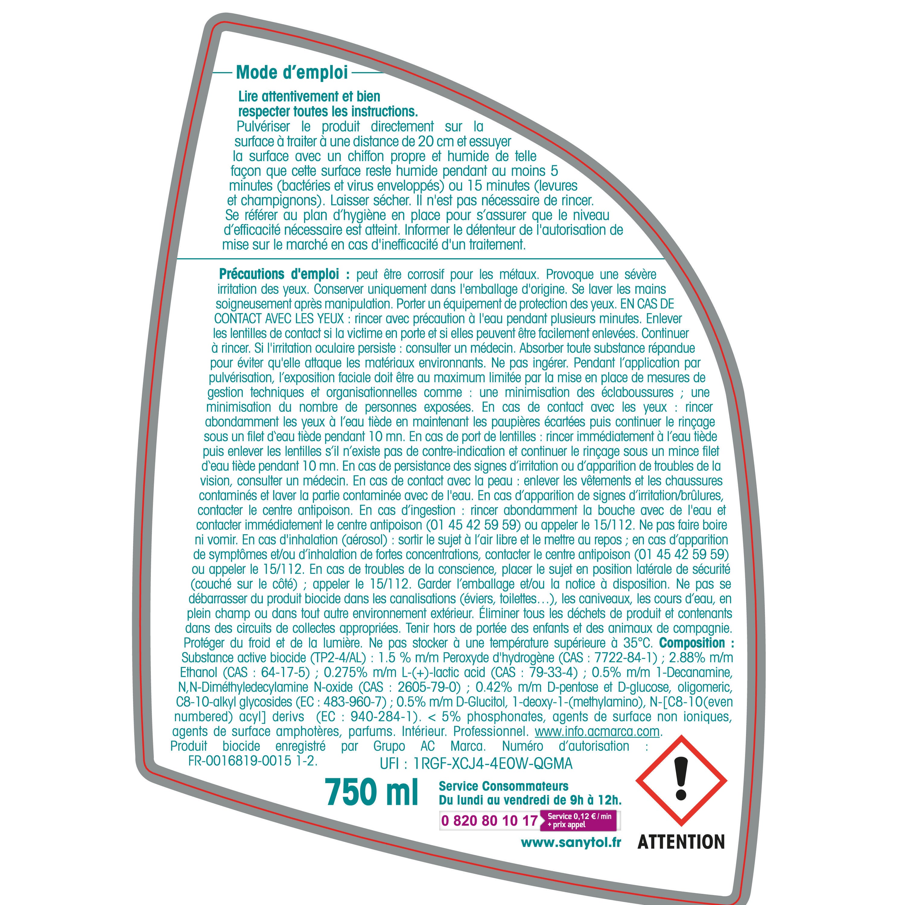 Dégraissant liquide désinfectant cuisine SANYTOL 0,75L - 4