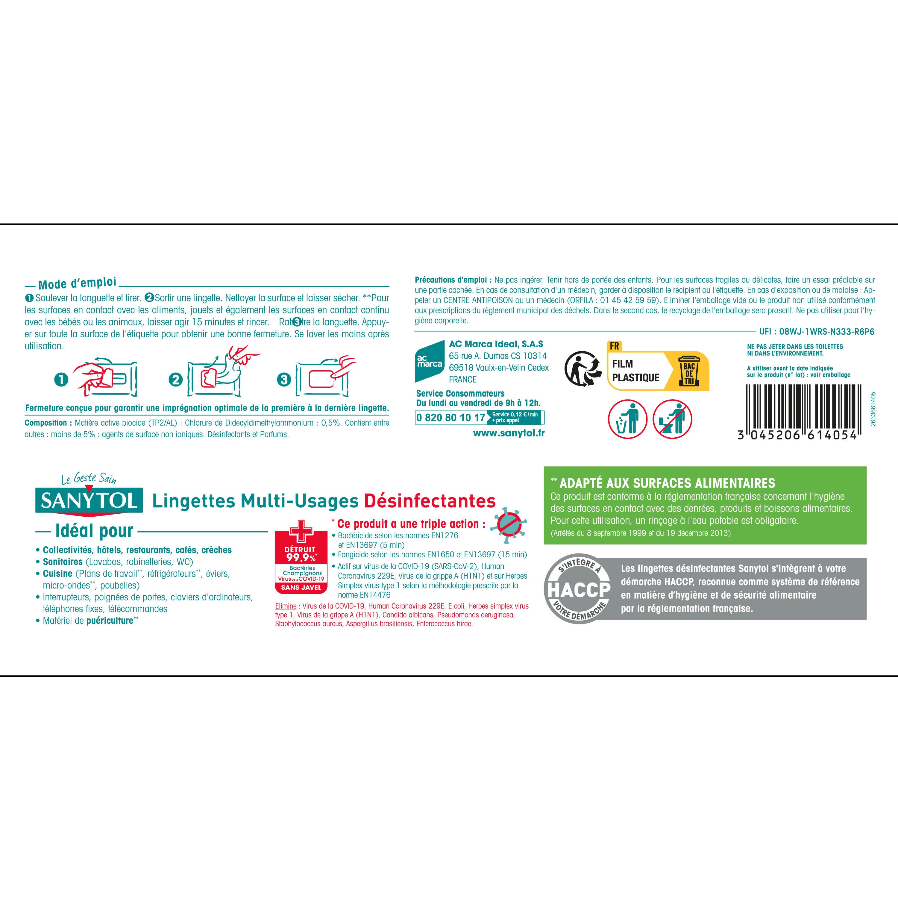 Lingettes désinfectantes SANYTOL x120 - 5