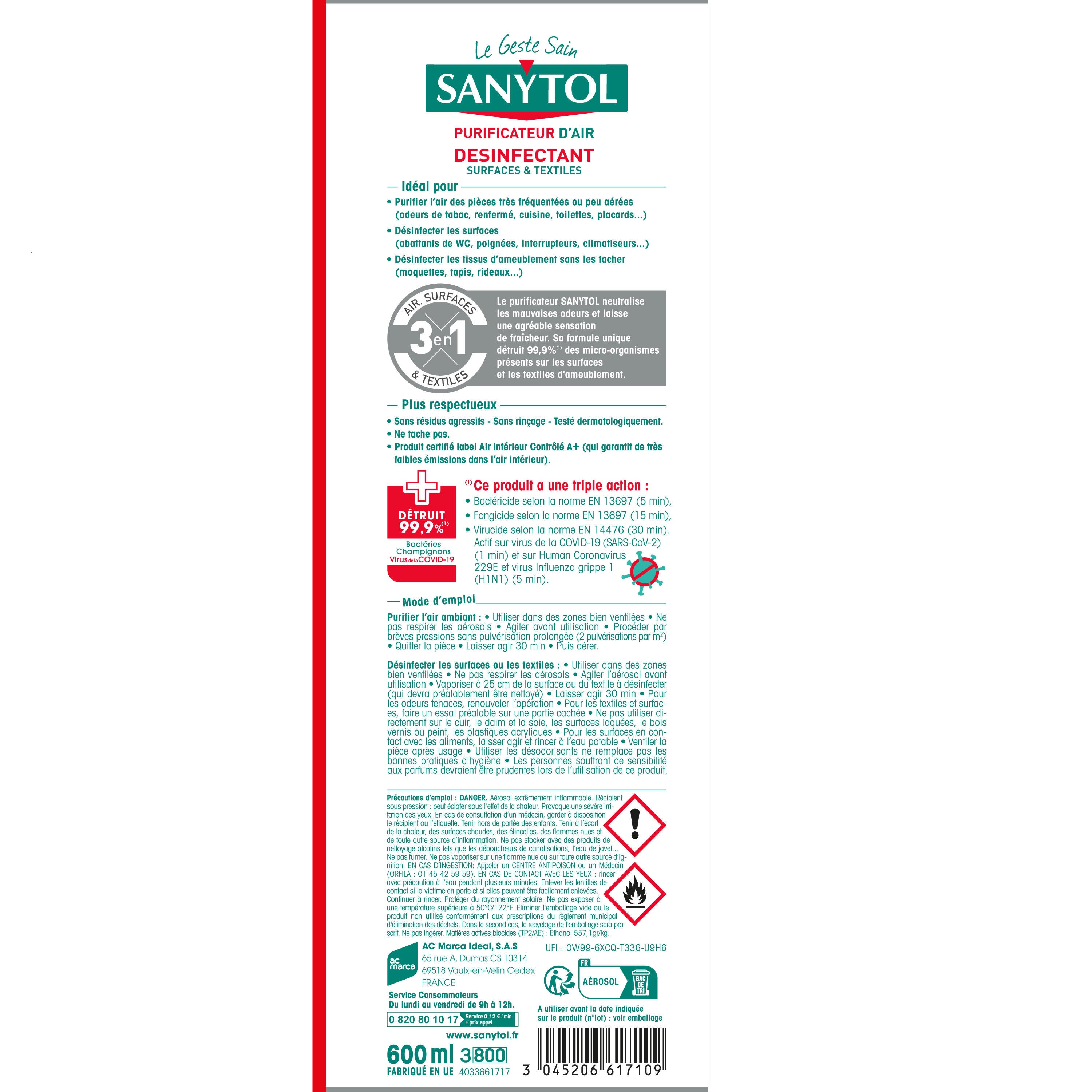 Désinfectant purificateur d'air SANYTOL, 600ml - 4