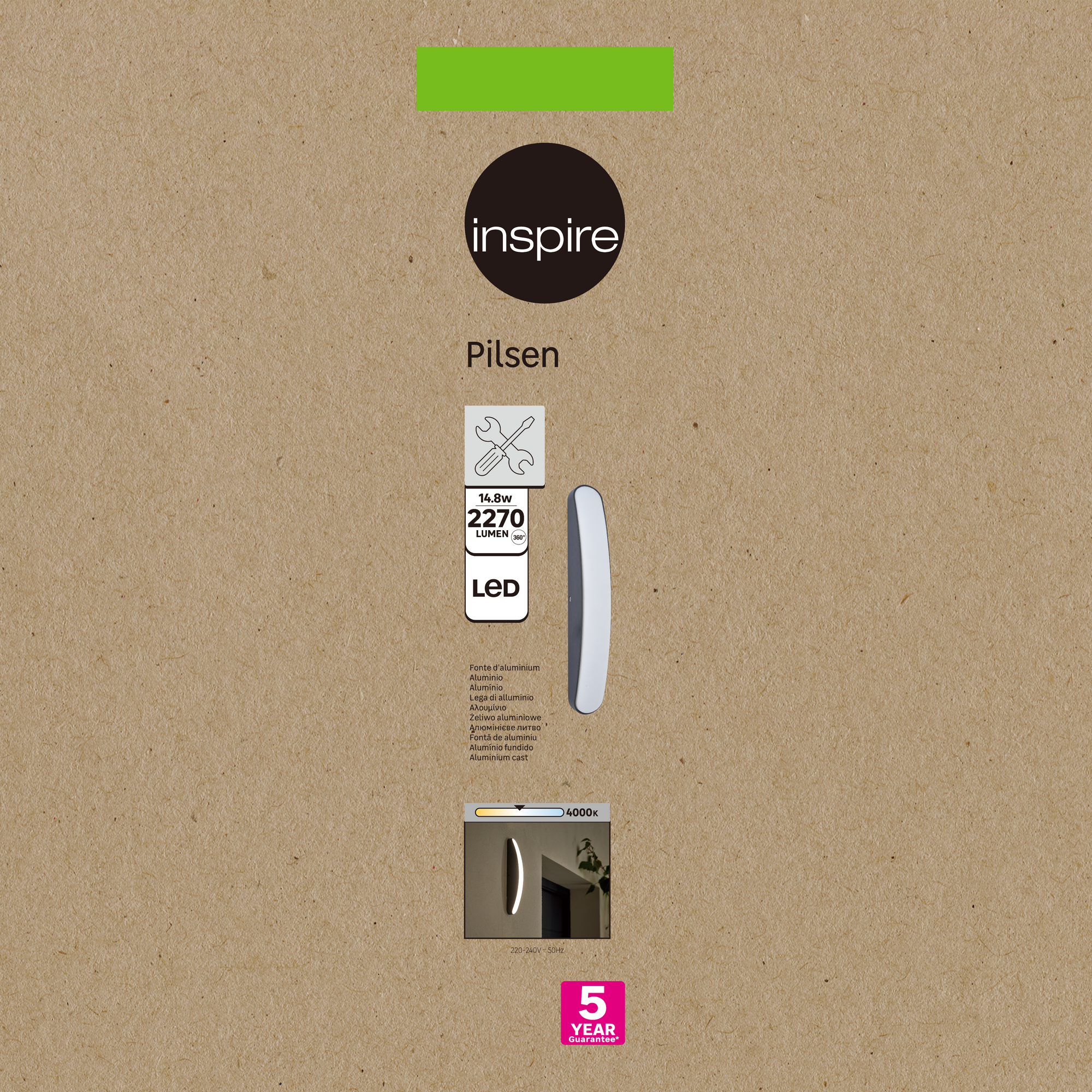 Kinkiet zewnętrzny Pilsen szary IP44 LED Inspire - 9