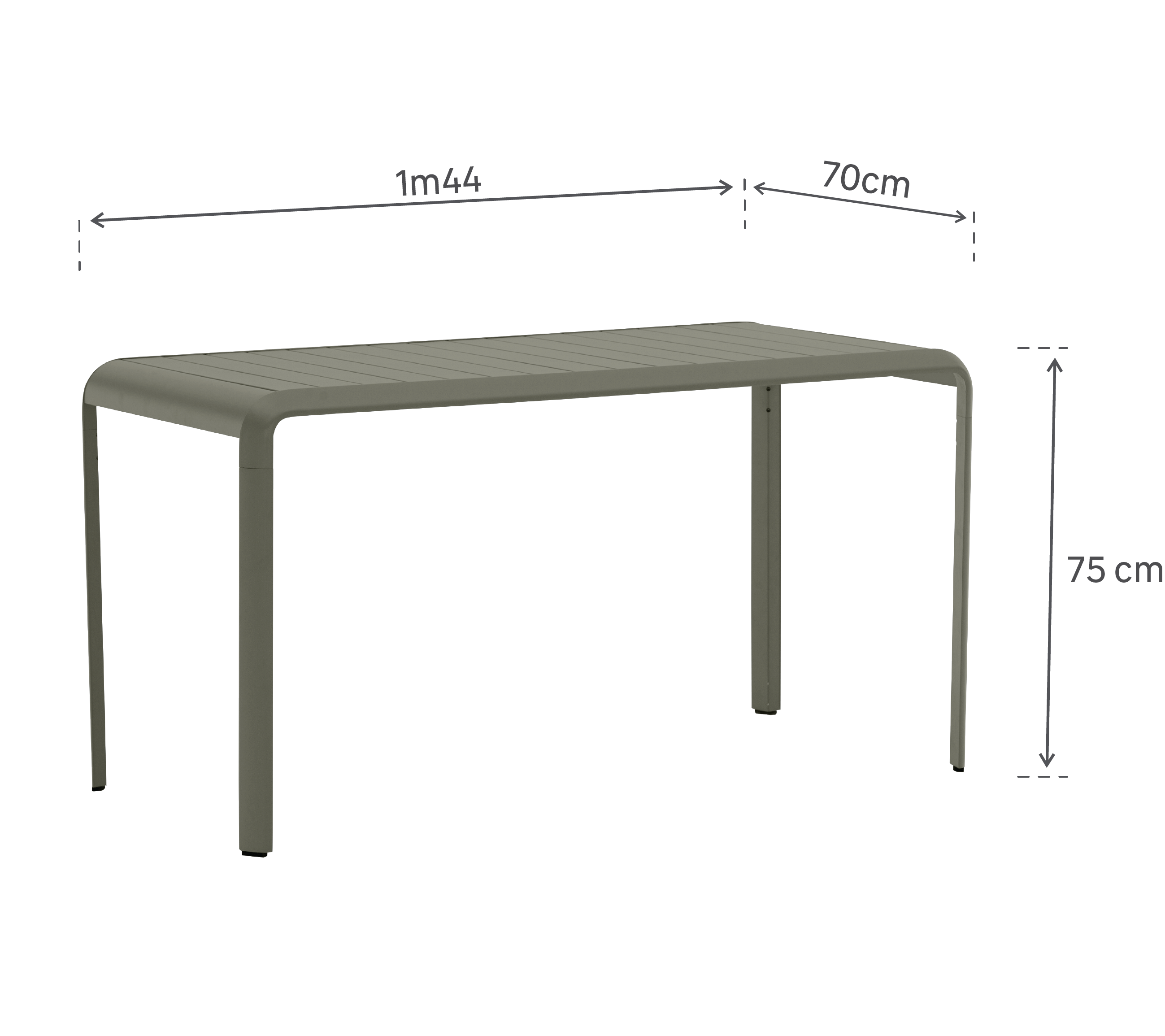 Mesa de alumínio NATERIAL IDAHO 144X70CM VERDE FLORESTA - 6