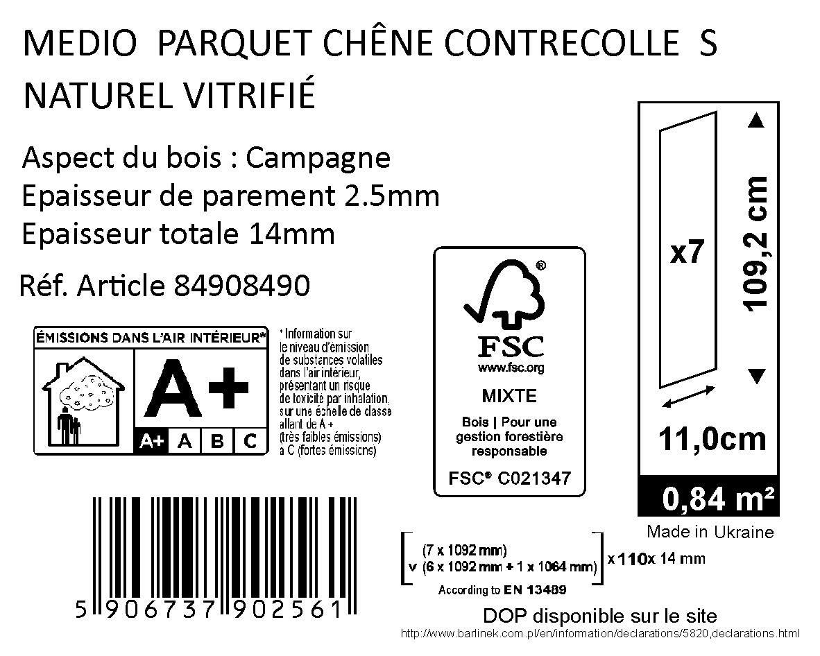 Parquet contrecollé chêne naturel campagne vitrifié S BARLINEK, l.11 cm - 4