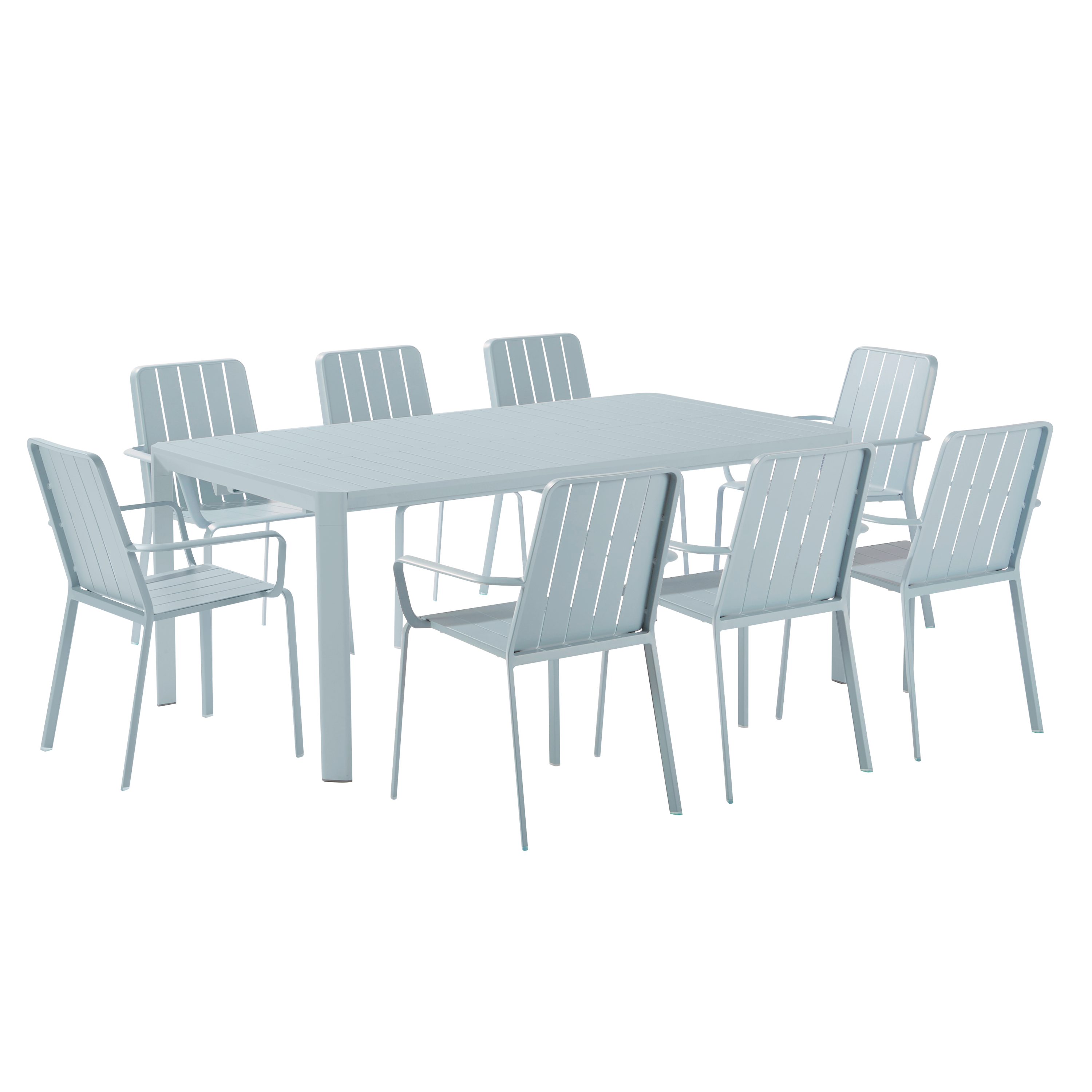 Sedia da giardino con braccioli Idaho NATERIAL, struttura in alluminio blu, seduta in alluminio azzurro - 11