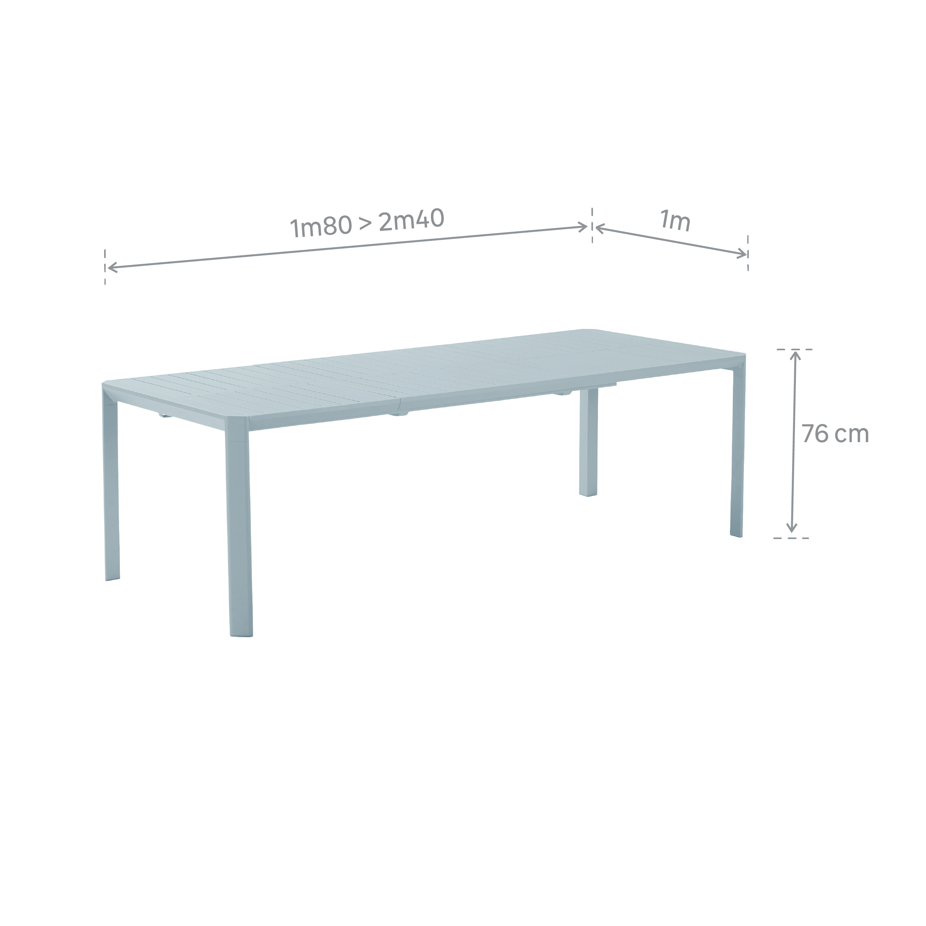 Table de jardin NATERIAL Idaho rectangulaire bleu 8 personnes - 9