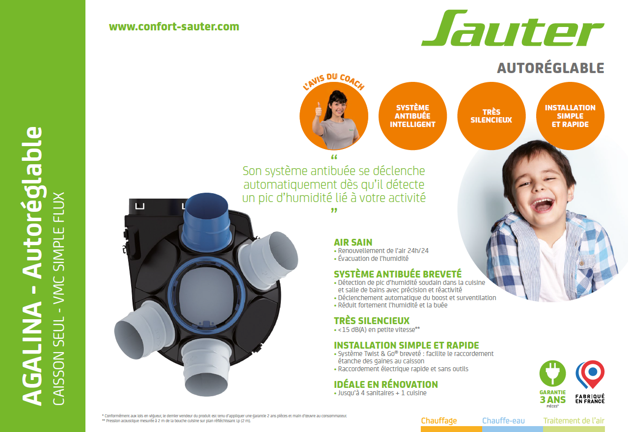 Caisson VMC simple flux autoréglable à détection d'humidité SAUTER Agalina - 7