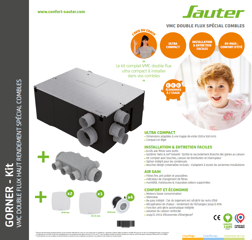 Kit VMC double flux haut rendement SAUTER Gorner - 7