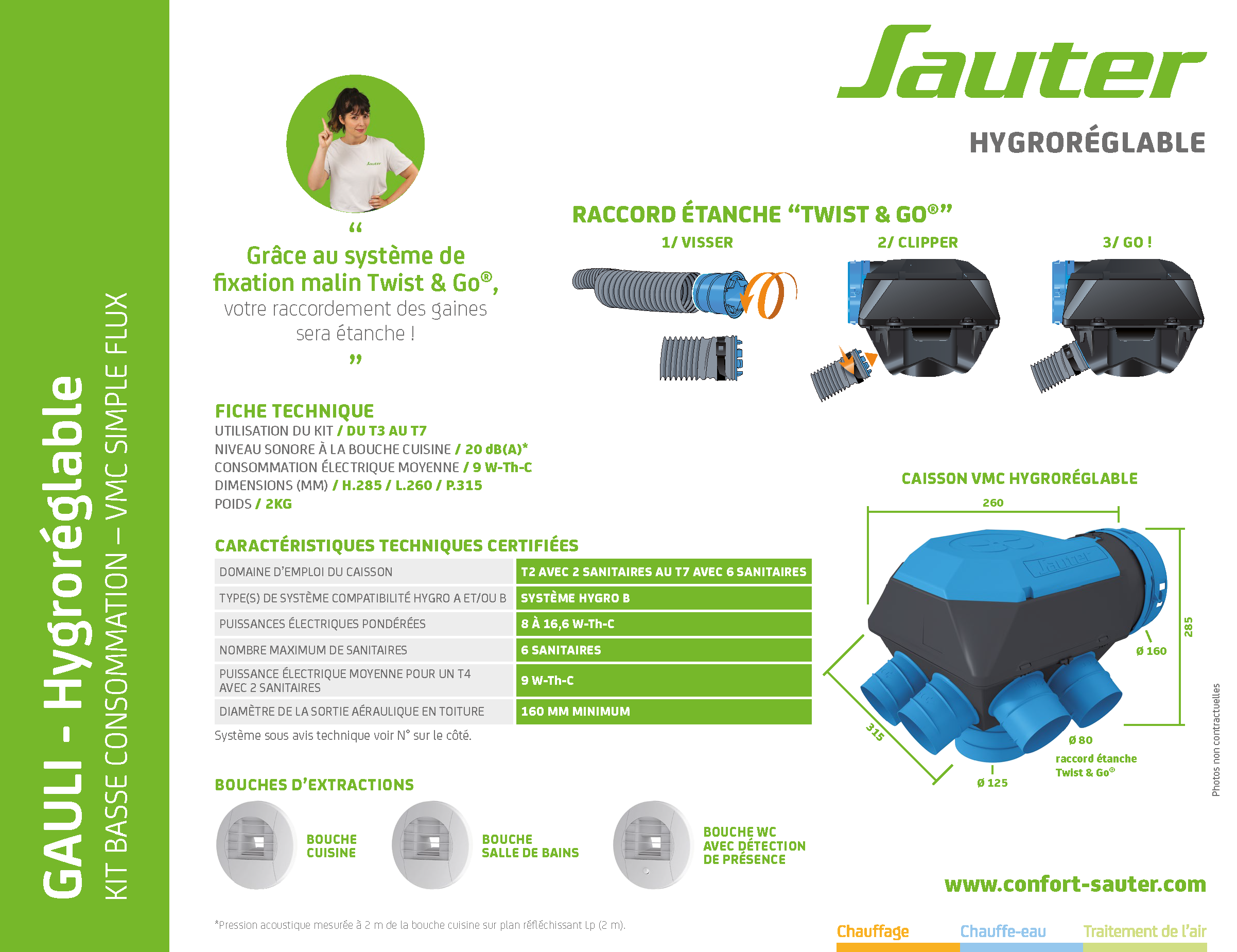 Kit VMC simple flux hygroréglable SAUTER Gauli basse consommation - 11