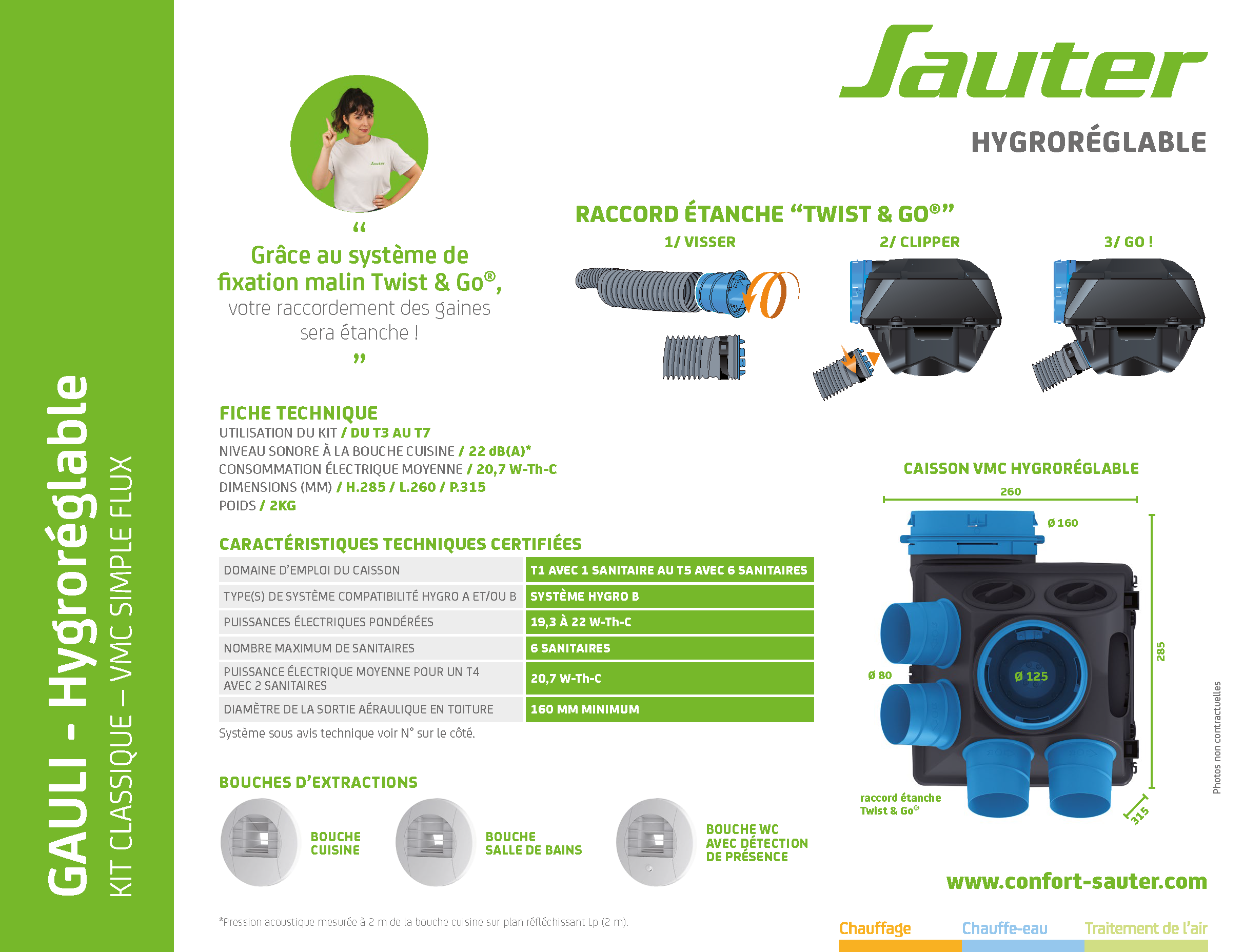 Kit VMC simple flux hygroréglable SAUTER Gauli classique - 10