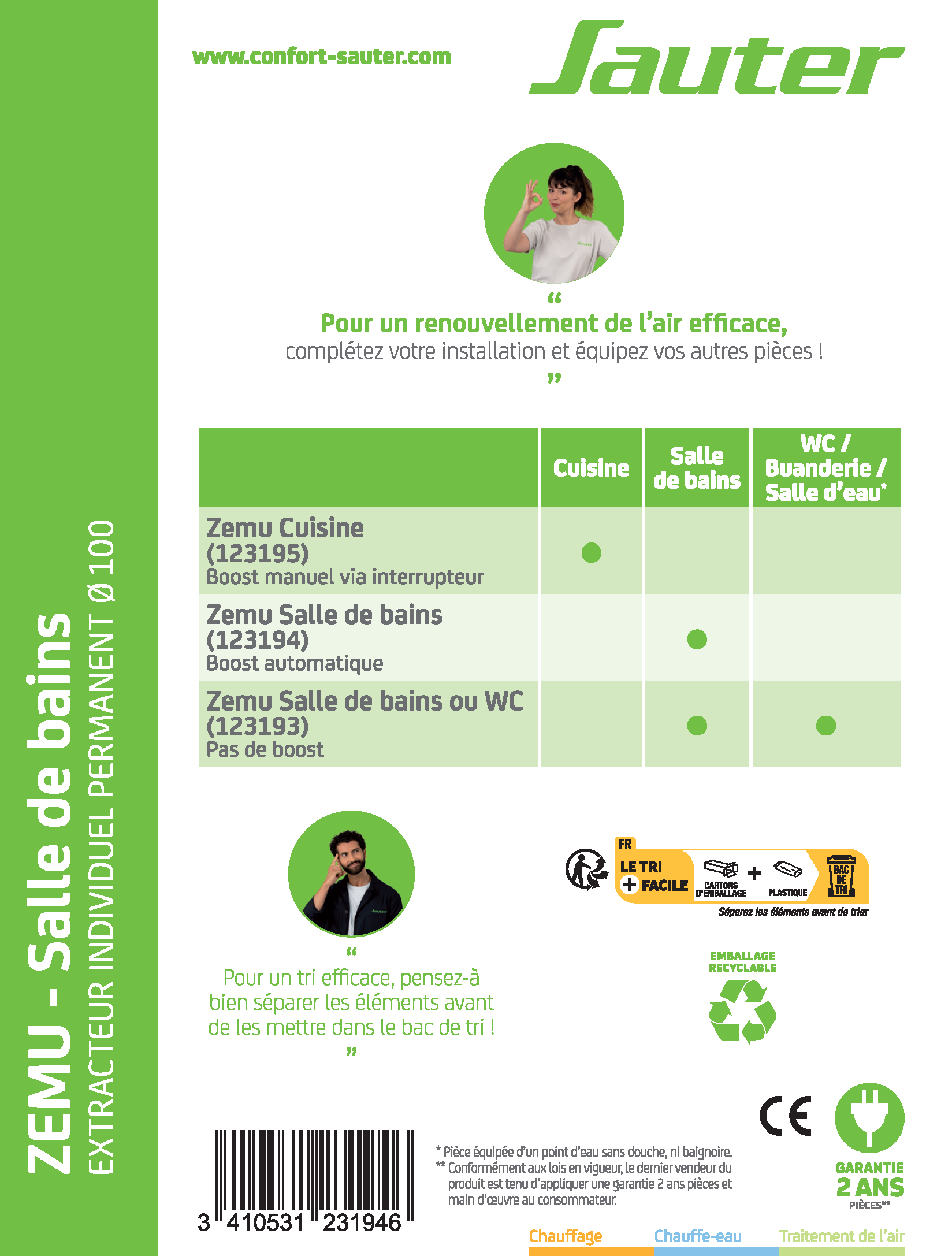 Aérateur permanent à détection d'humidité SAUTER Zemu SDB 100 mm - 9