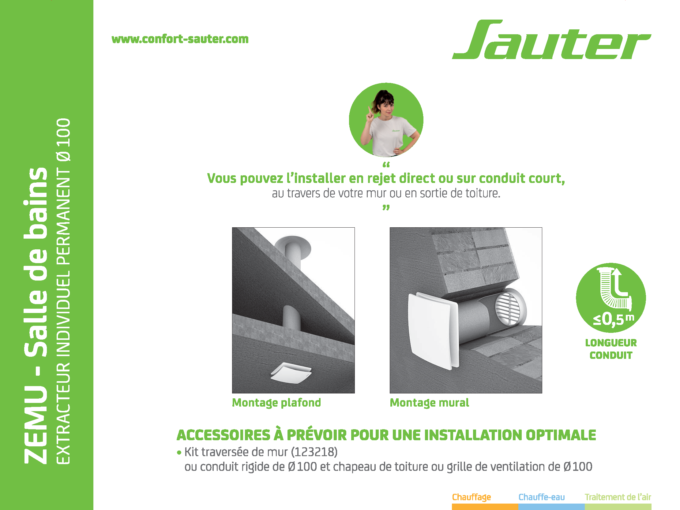 Aérateur permanent à détection d'humidité SAUTER Zemu SDB 100 mm - 7