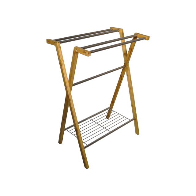 Stojak łazienkowy na ręczniki bambus chrom SENSEA