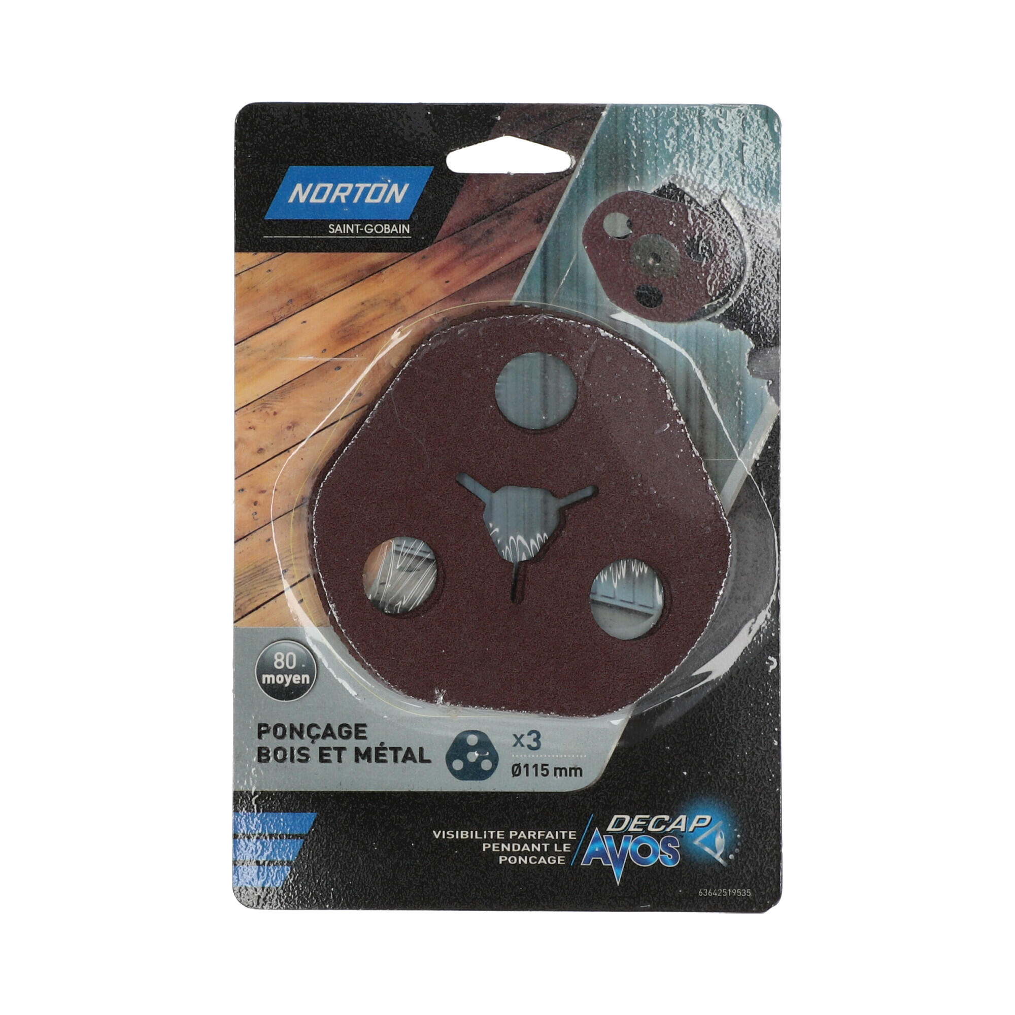 Lot de 3 disques abrasifs NORTON, 115 mm, grains 80 - 2